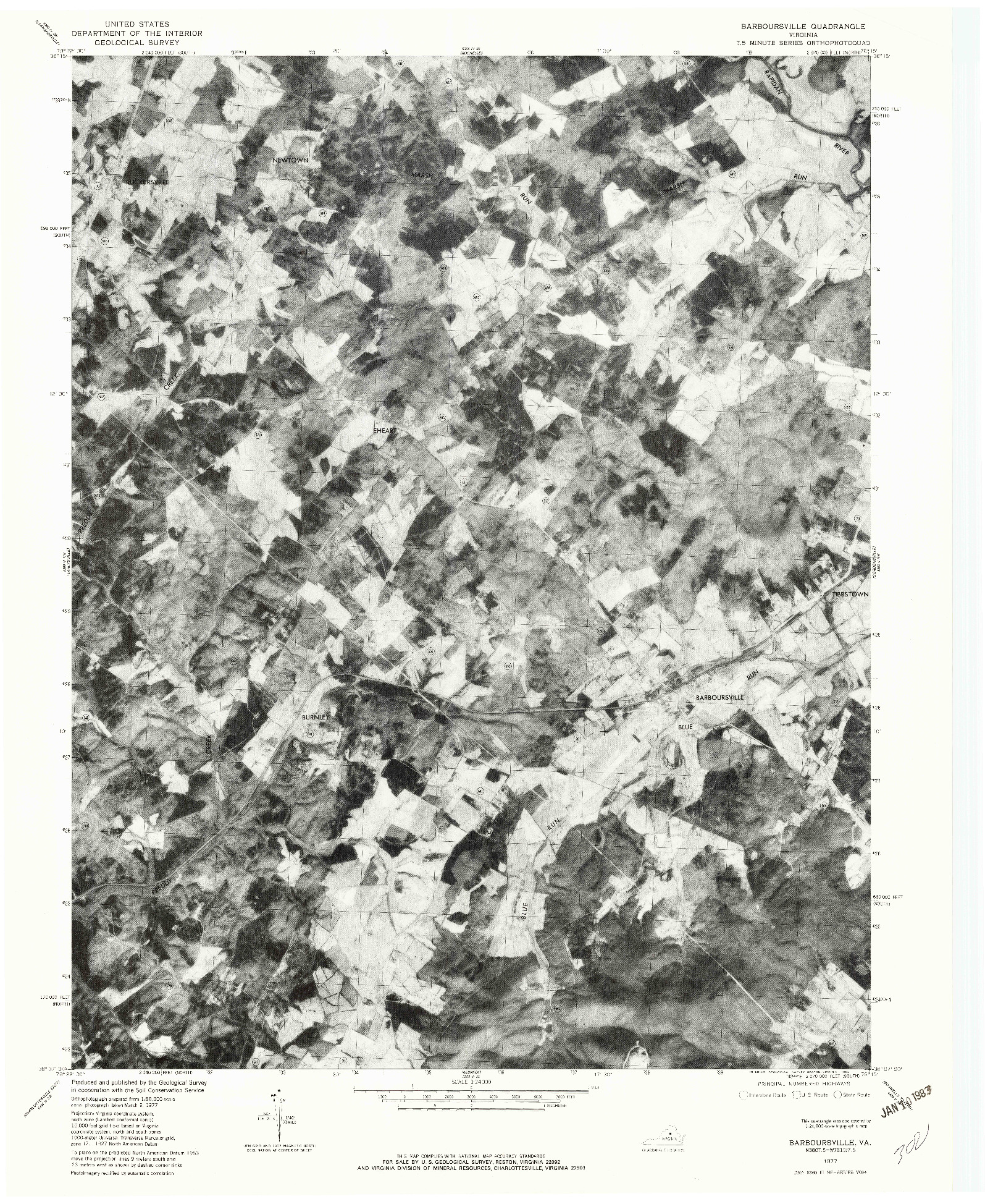 USGS 1:24000-SCALE QUADRANGLE FOR BARBOURSVILLE, VA 1977