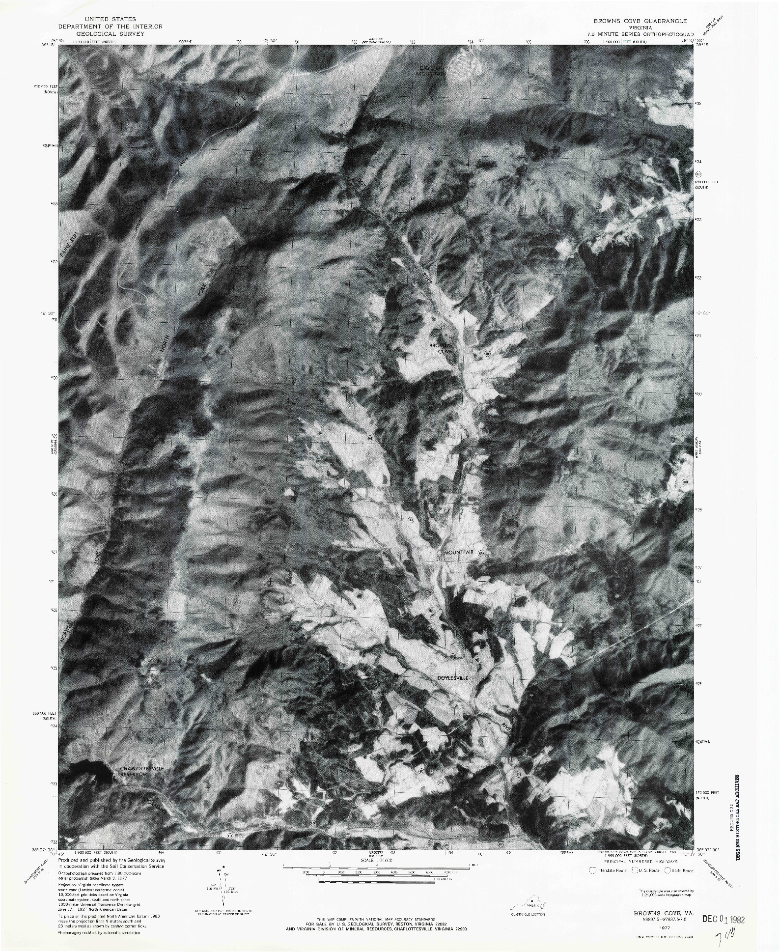 USGS 1:24000-SCALE QUADRANGLE FOR BROWNS COVE, VA 1977
