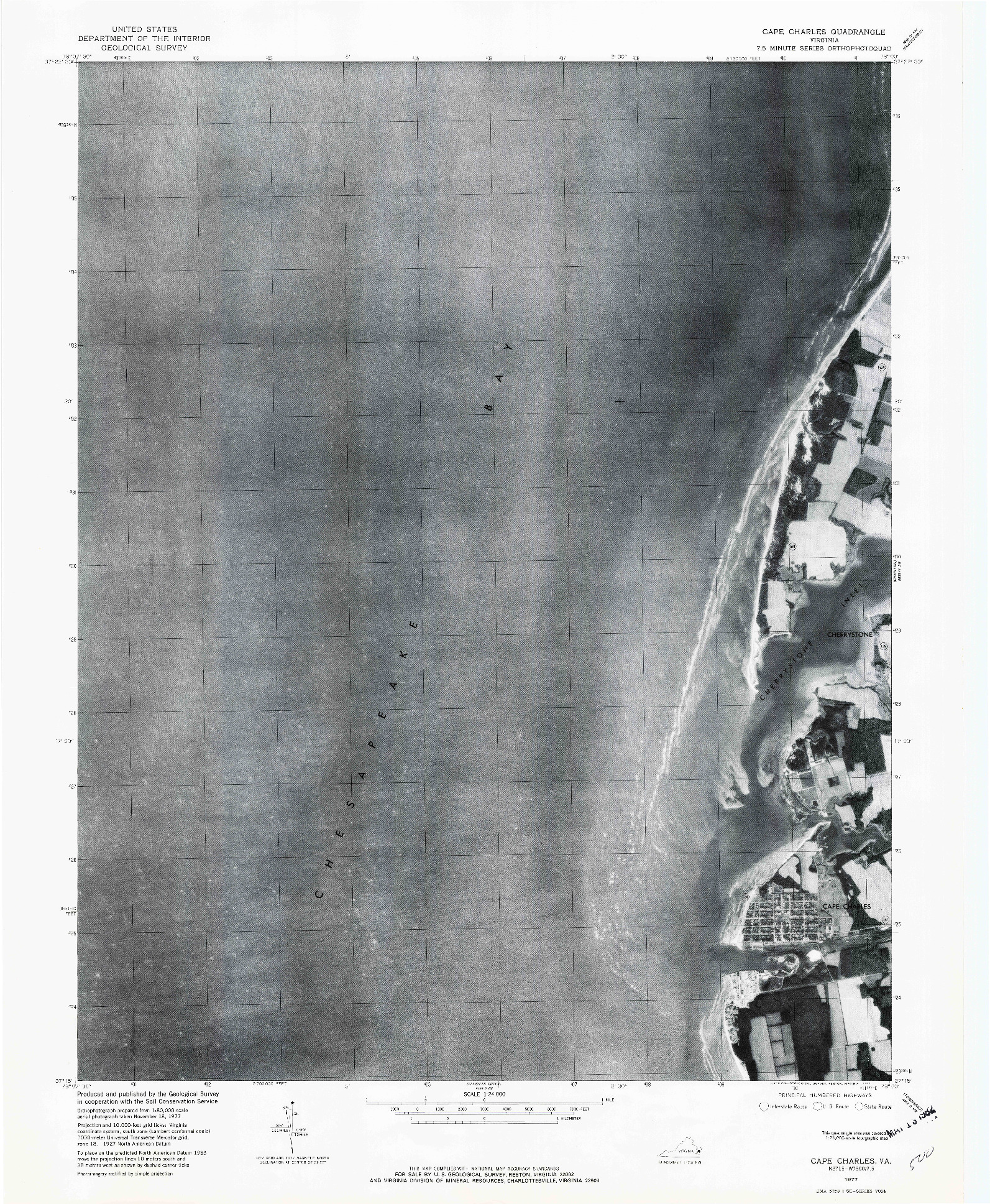 USGS 1:24000-SCALE QUADRANGLE FOR CAPE CHARLES, VA 1977