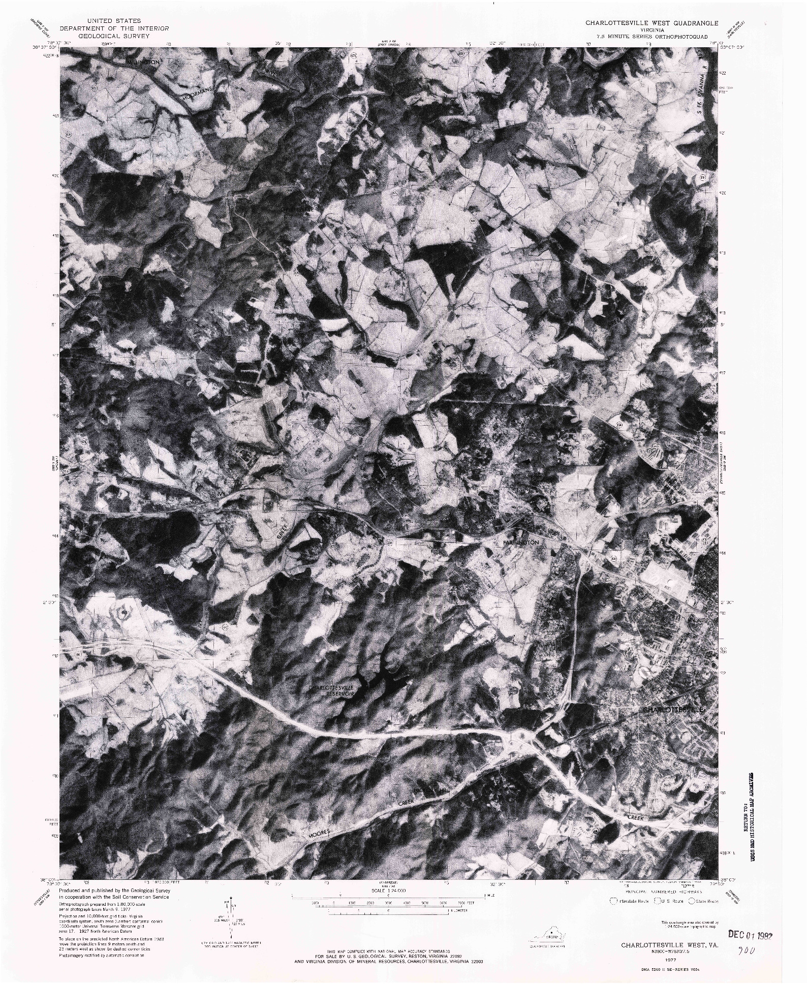 USGS 1:24000-SCALE QUADRANGLE FOR CHARLOTTESVILLE WEST, VA 1977