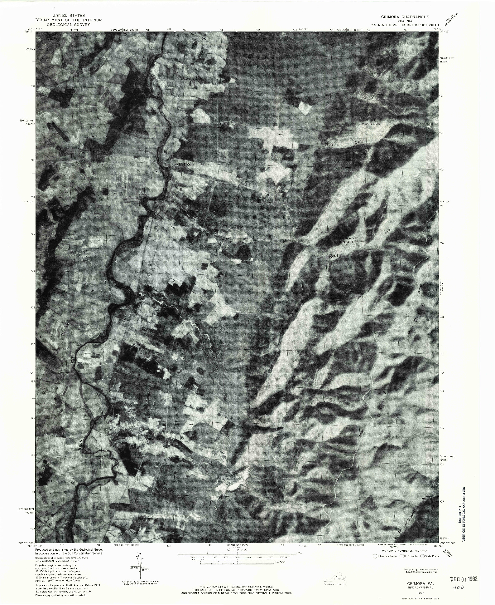 USGS 1:24000-SCALE QUADRANGLE FOR CRIMORA, VA 1977