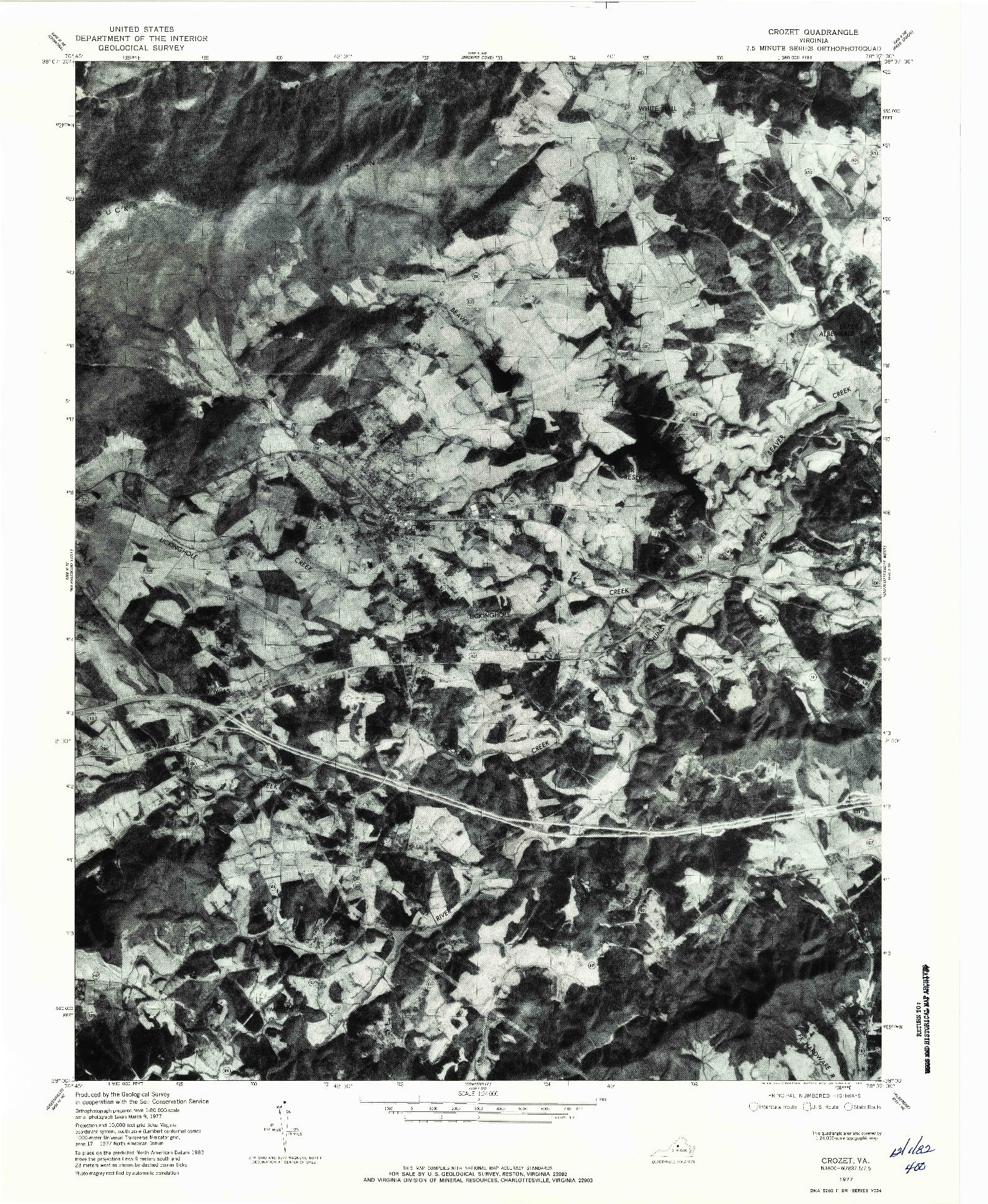 USGS 1:24000-SCALE QUADRANGLE FOR CROZET, VA 1977