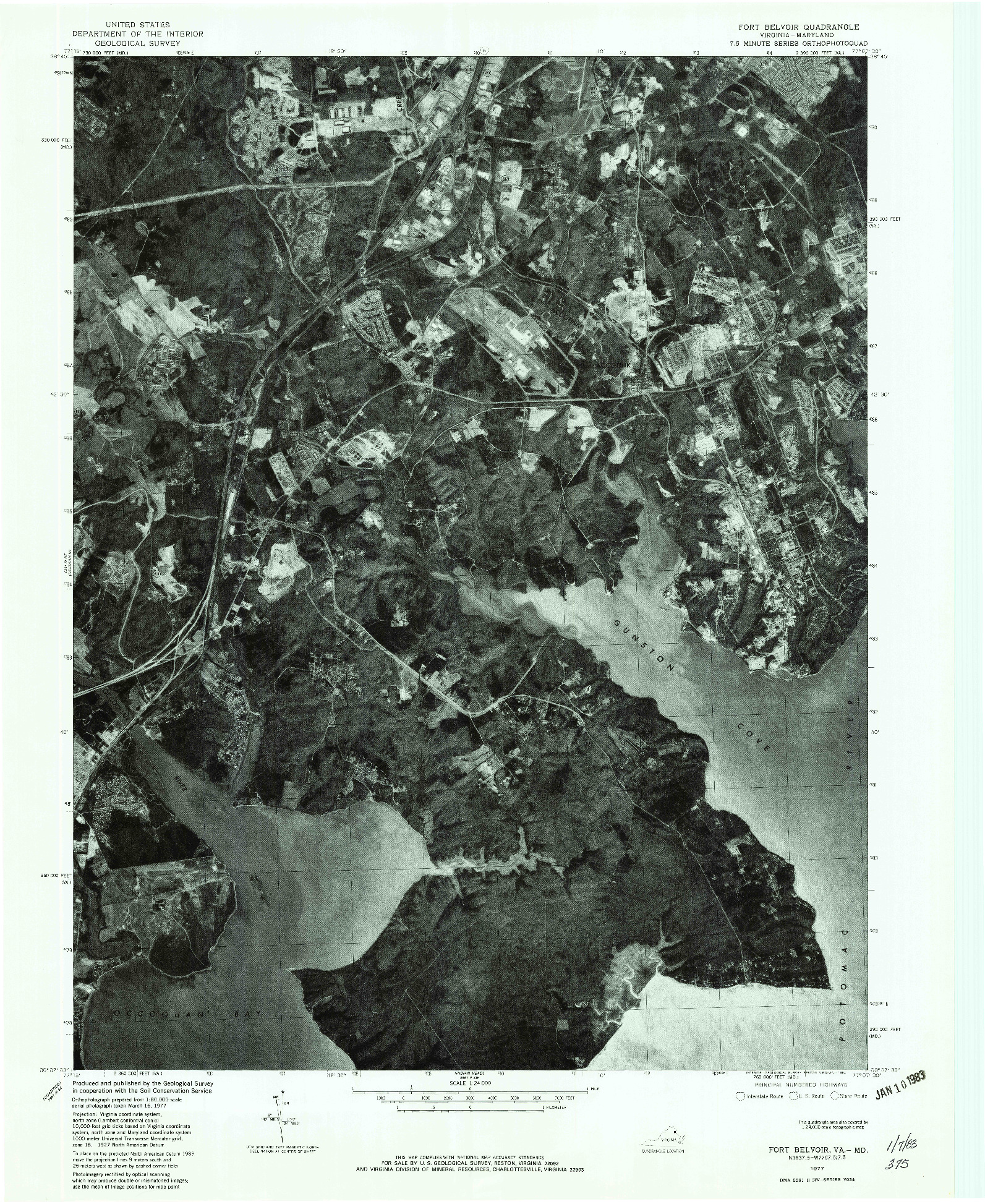 USGS 1:24000-SCALE QUADRANGLE FOR FORT BELVOIR, VA 1977