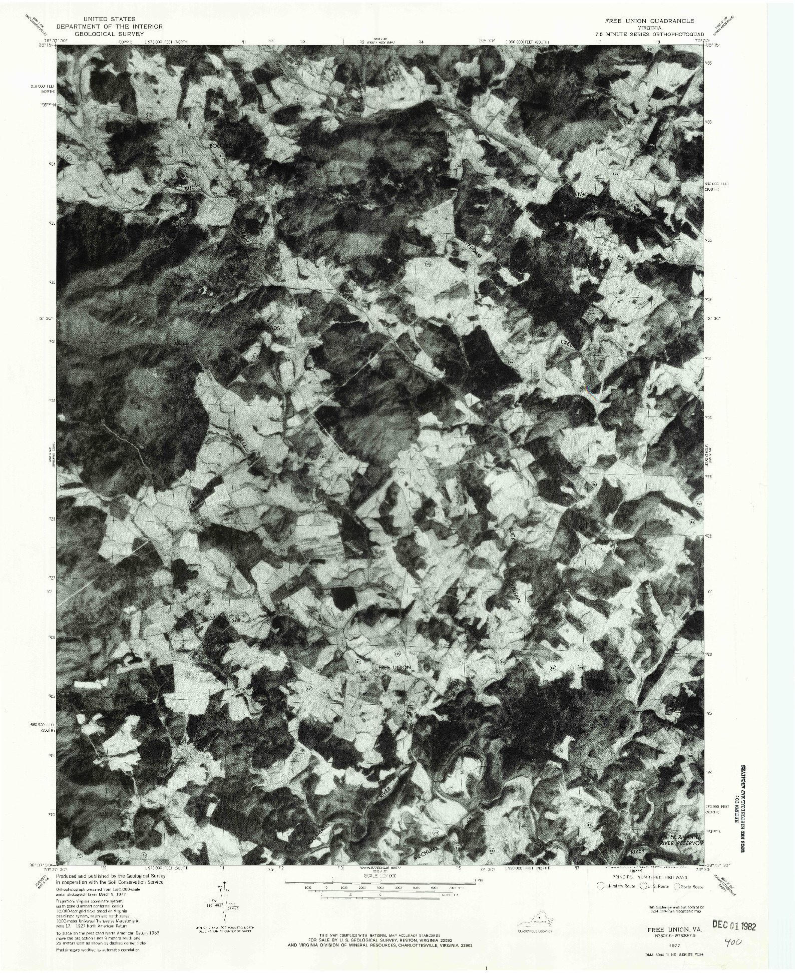 USGS 1:24000-SCALE QUADRANGLE FOR FREE UNION, VA 1977