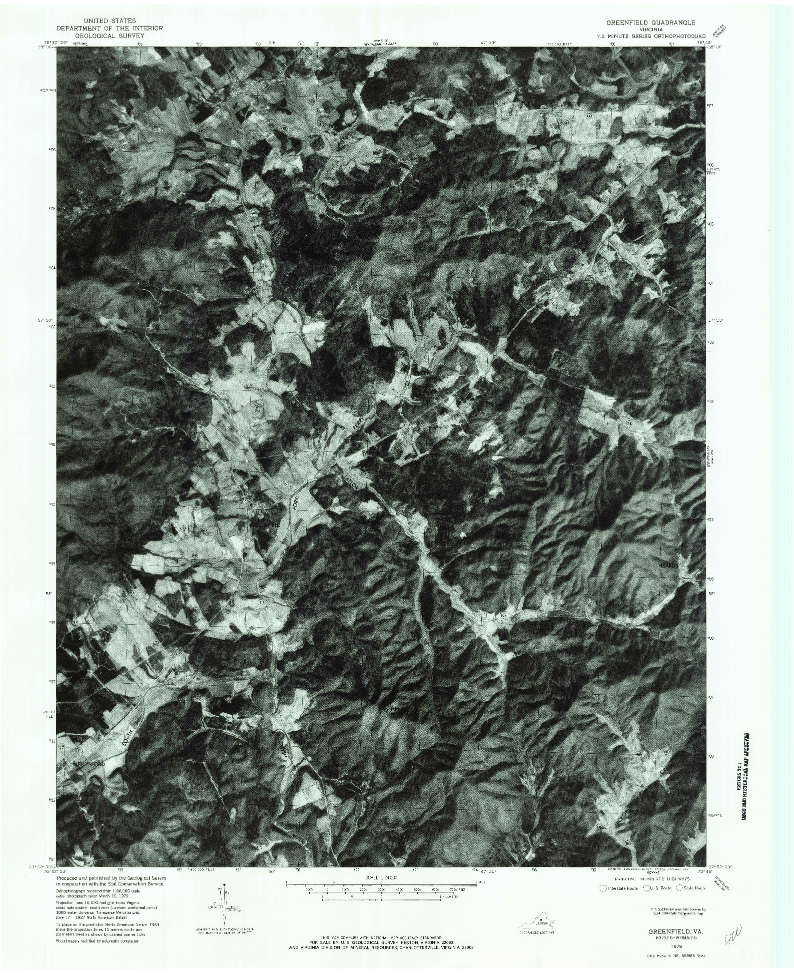 USGS 1:24000-SCALE QUADRANGLE FOR GREENFIELD, VA 1979