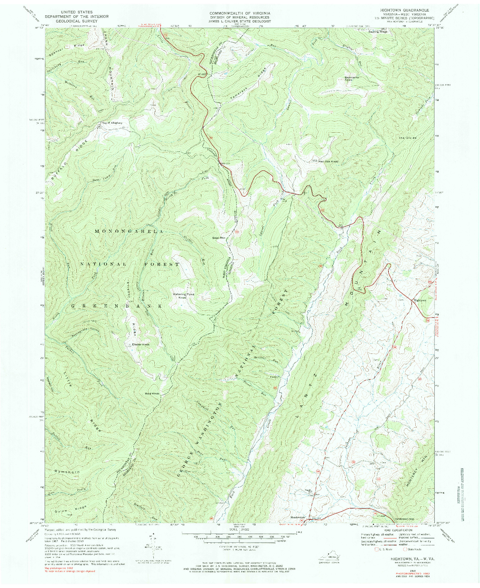 USGS 1:24000-SCALE QUADRANGLE FOR HIGHTOWN, VA 1969