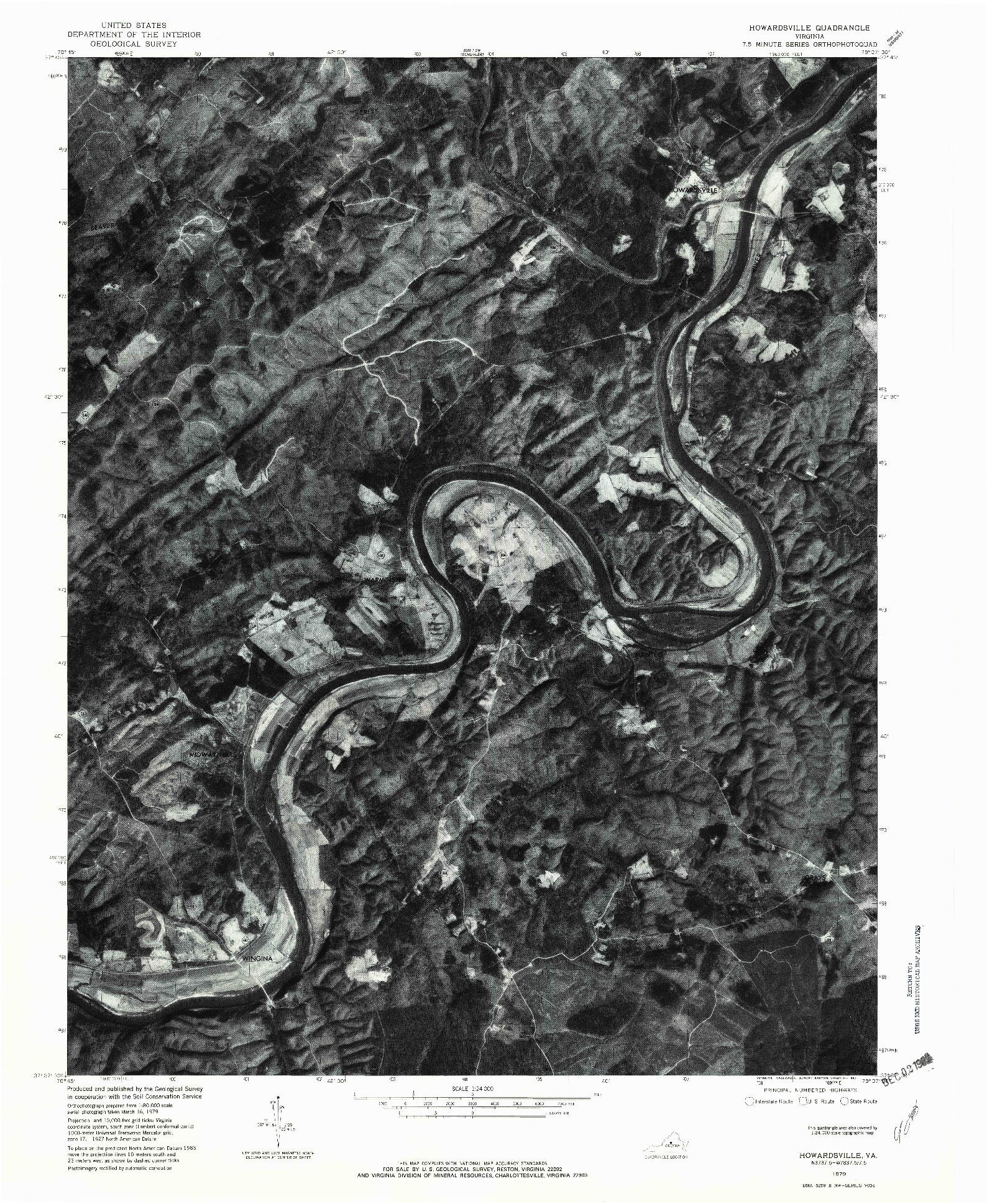 USGS 1:24000-SCALE QUADRANGLE FOR HOWARDSVILLE, VA 1979