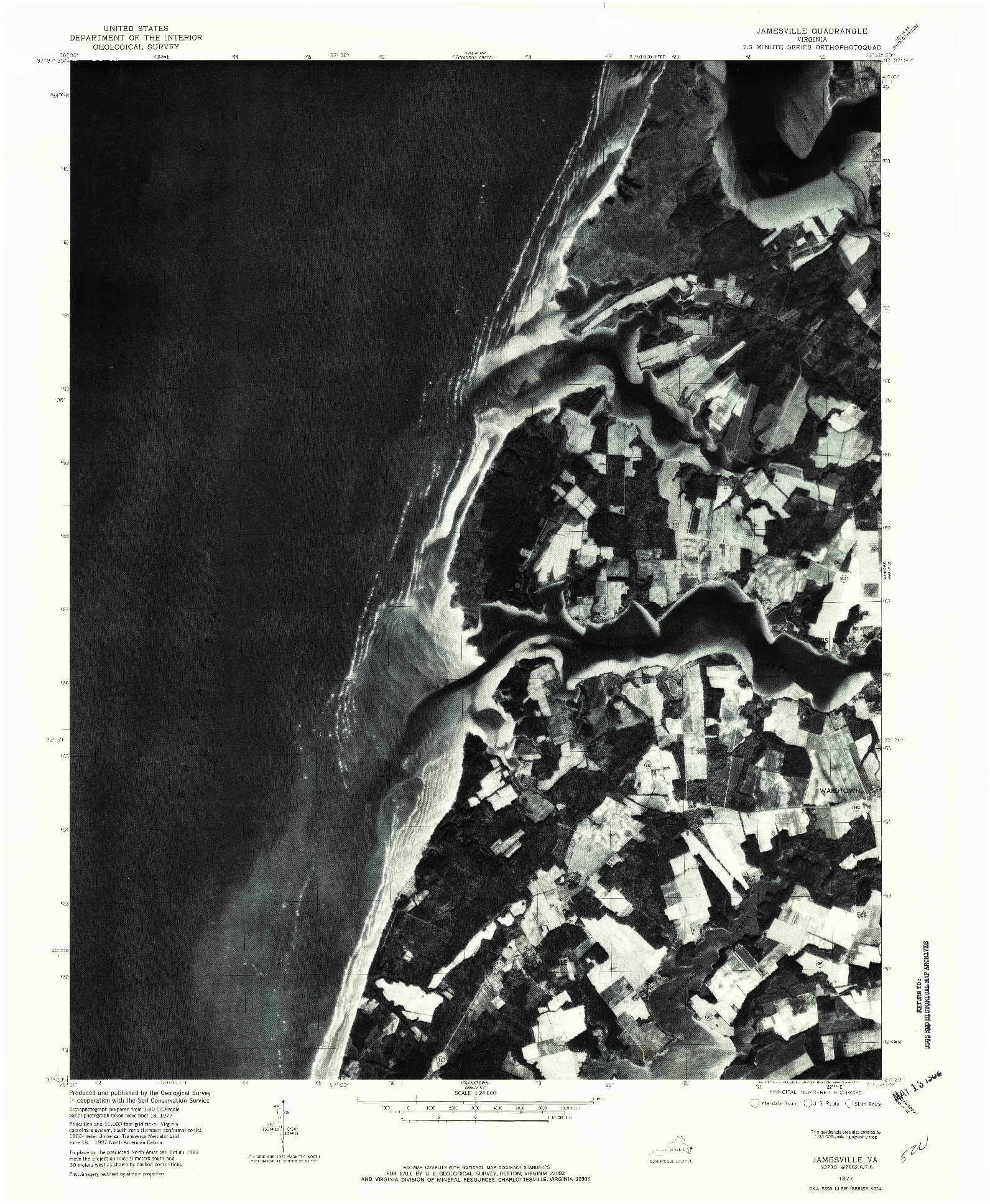 USGS 1:24000-SCALE QUADRANGLE FOR JAMESVILLE, VA 1977