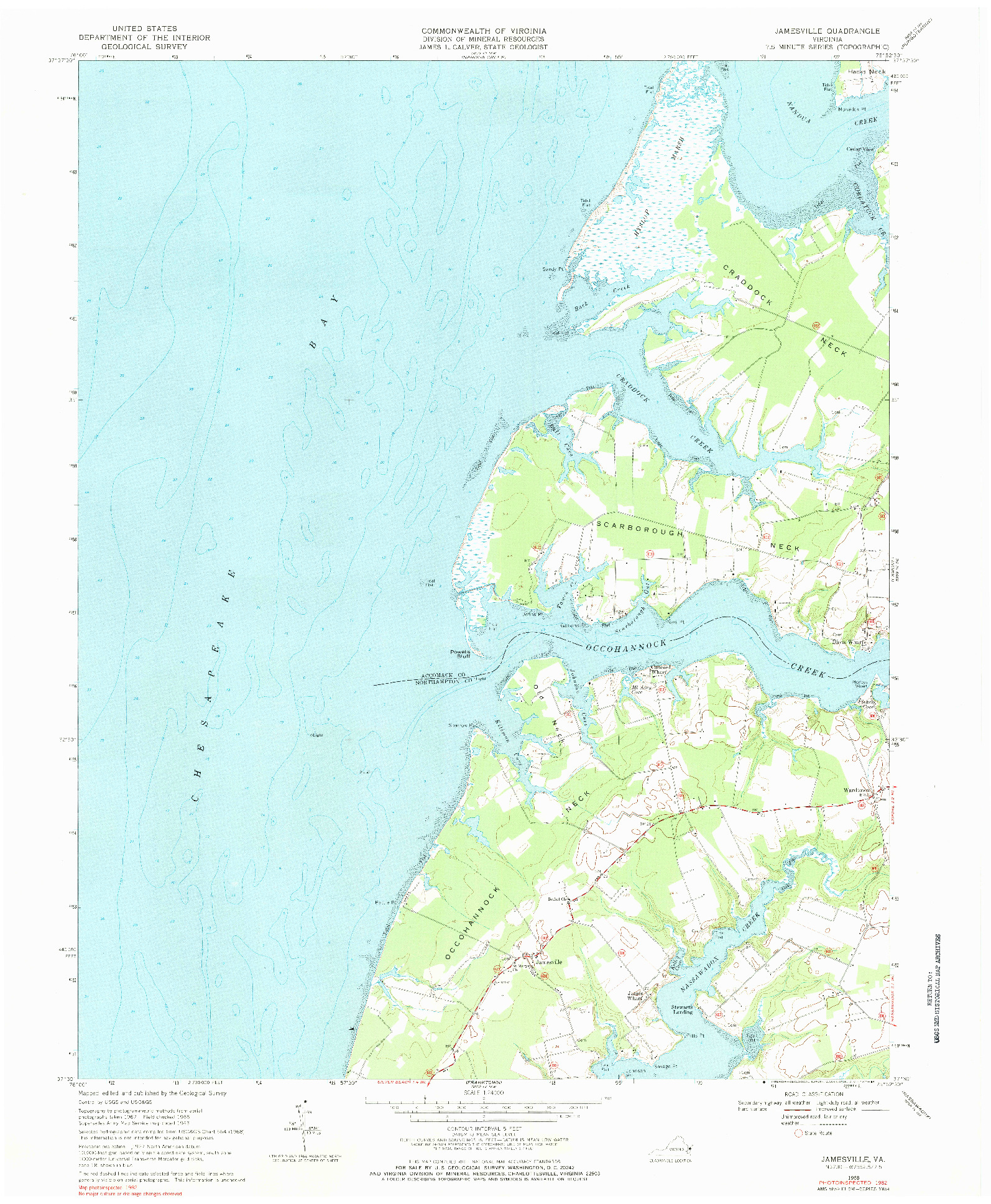 USGS 1:24000-SCALE QUADRANGLE FOR JAMESVILLE, VA 1968