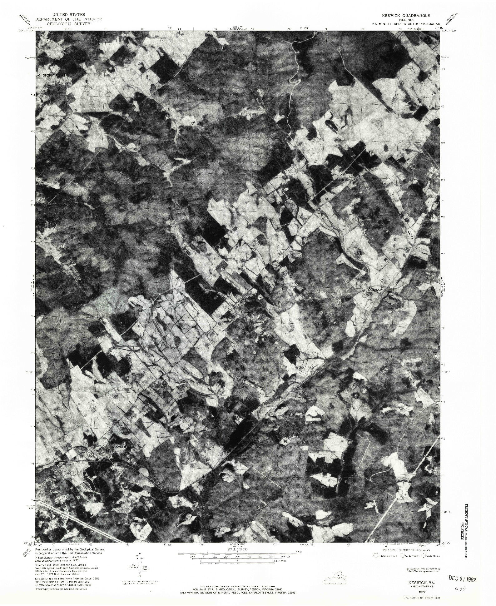 USGS 1:24000-SCALE QUADRANGLE FOR KESWICK, VA 1977