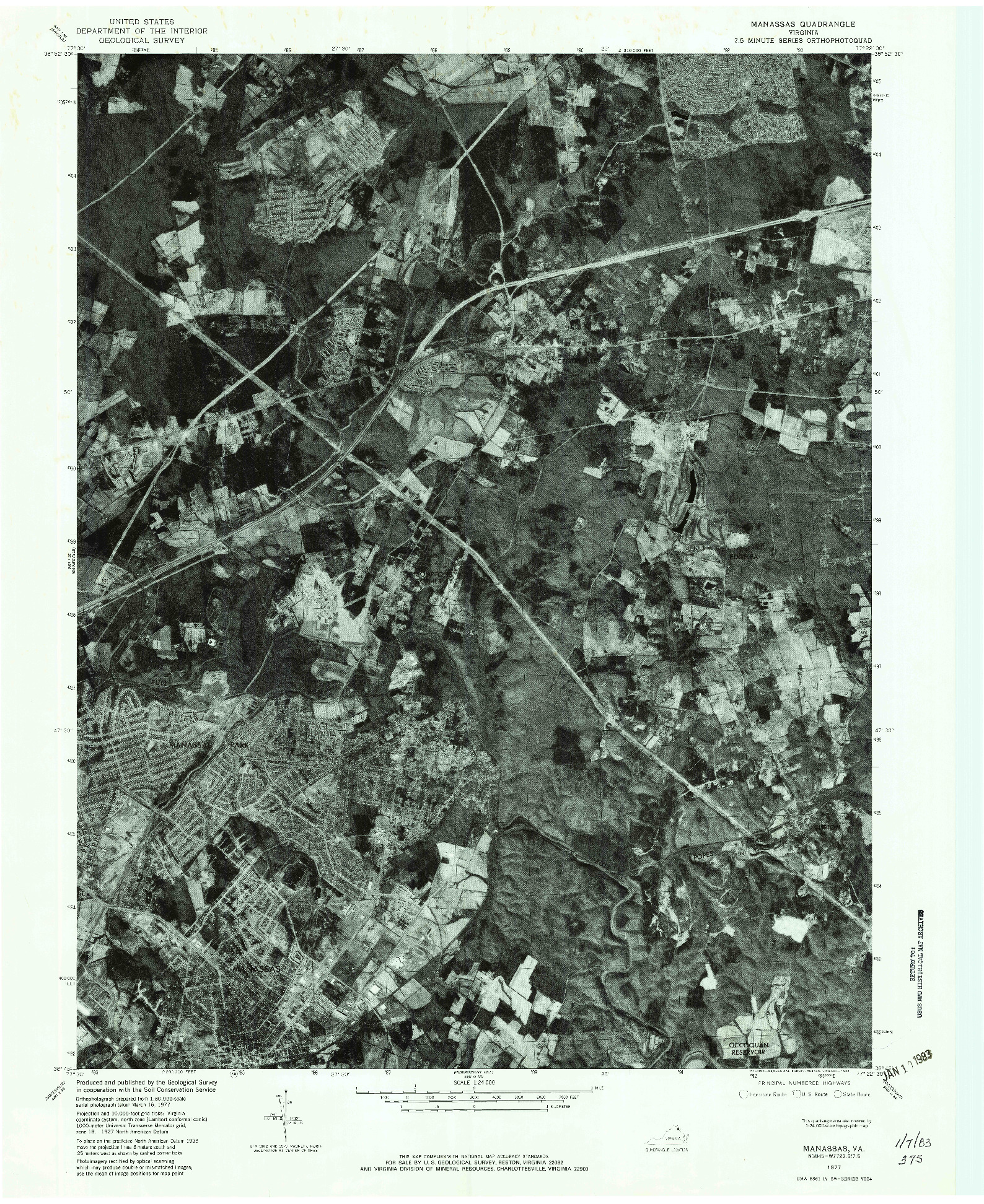 USGS 1:24000-SCALE QUADRANGLE FOR MANASSAS, VA 1977