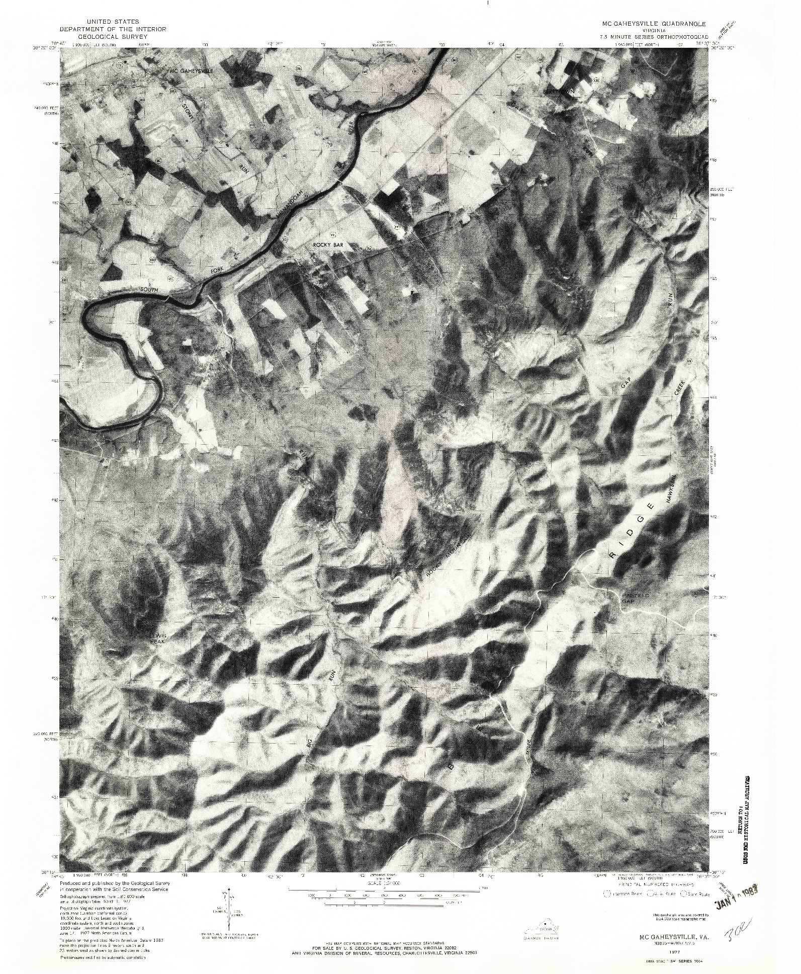 USGS 1:24000-SCALE QUADRANGLE FOR MC GAHEYSVILLE, VA 1977