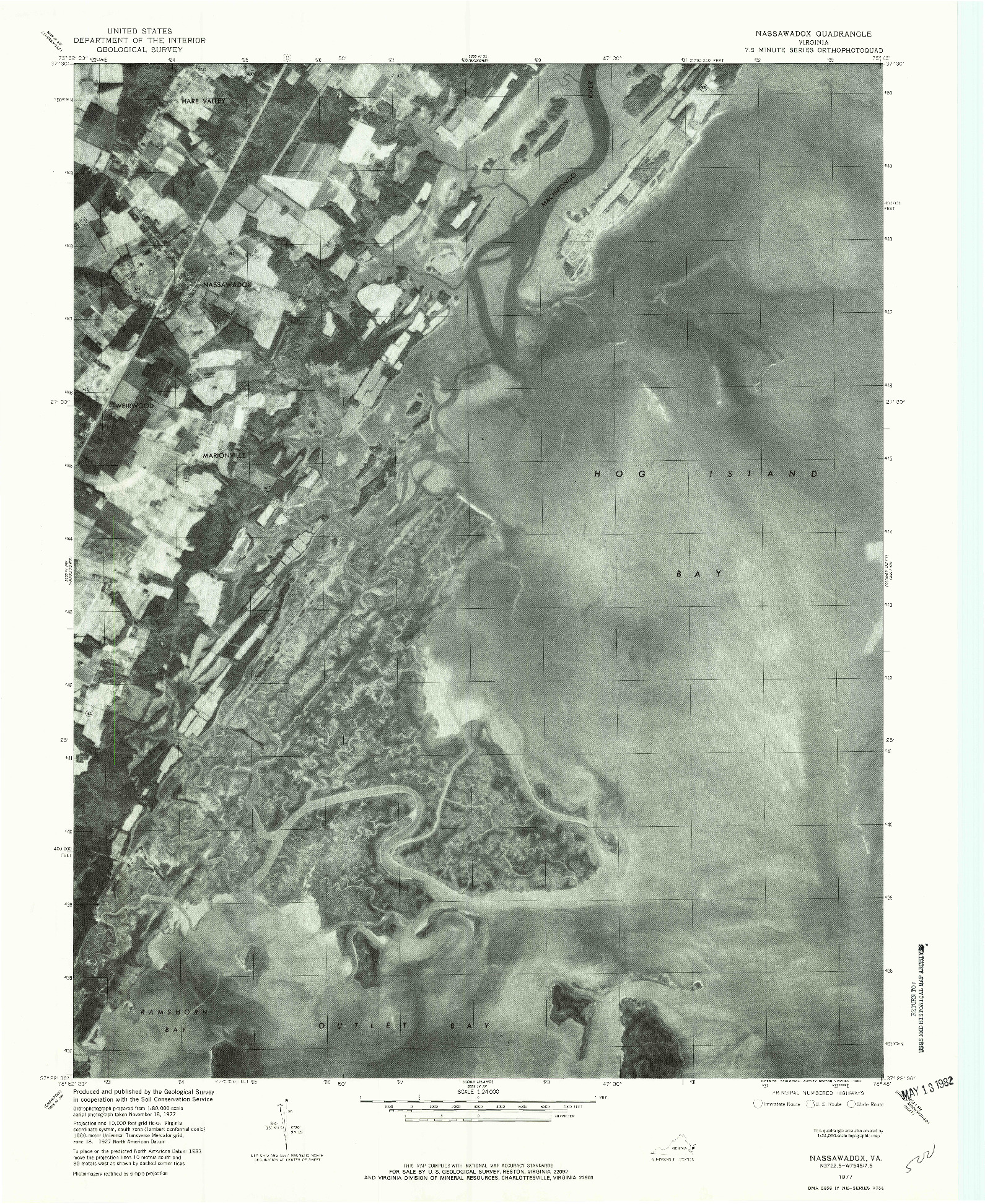 USGS 1:24000-SCALE QUADRANGLE FOR NASSAWADOX, VA 1977