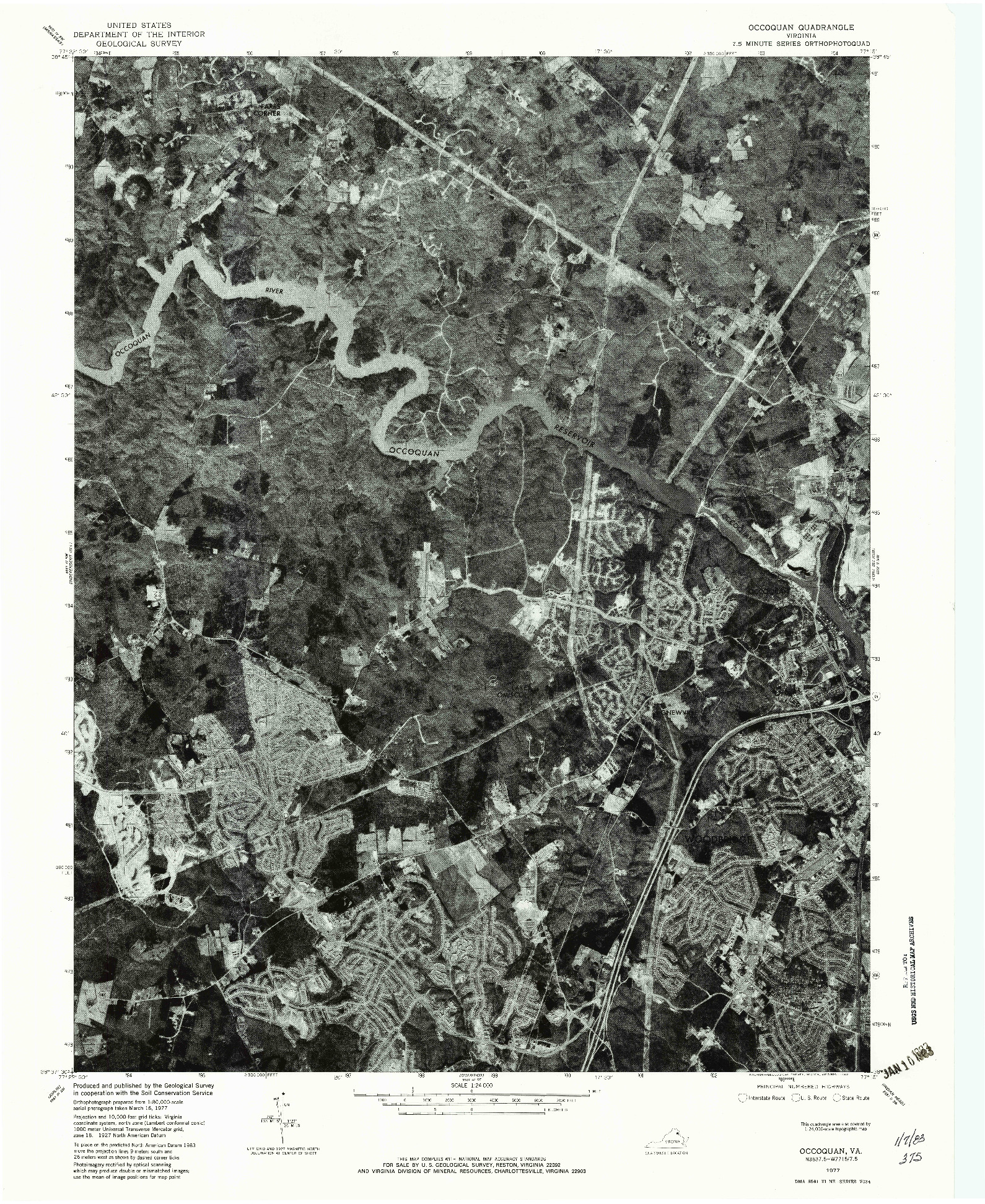 USGS 1:24000-SCALE QUADRANGLE FOR OCCOQUAN, VA 1977