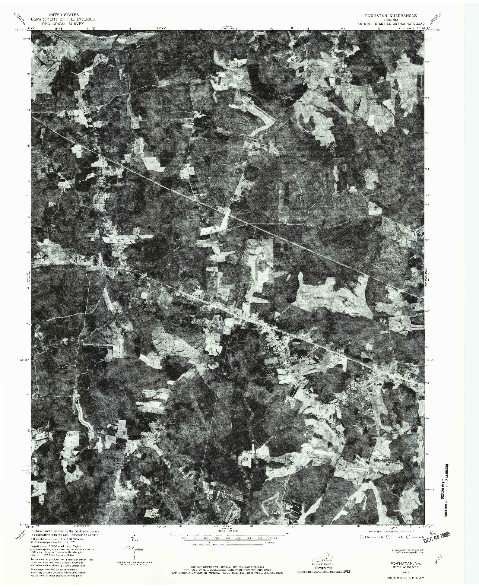 USGS 1:24000-SCALE QUADRANGLE FOR POWHATAN, VA 1979