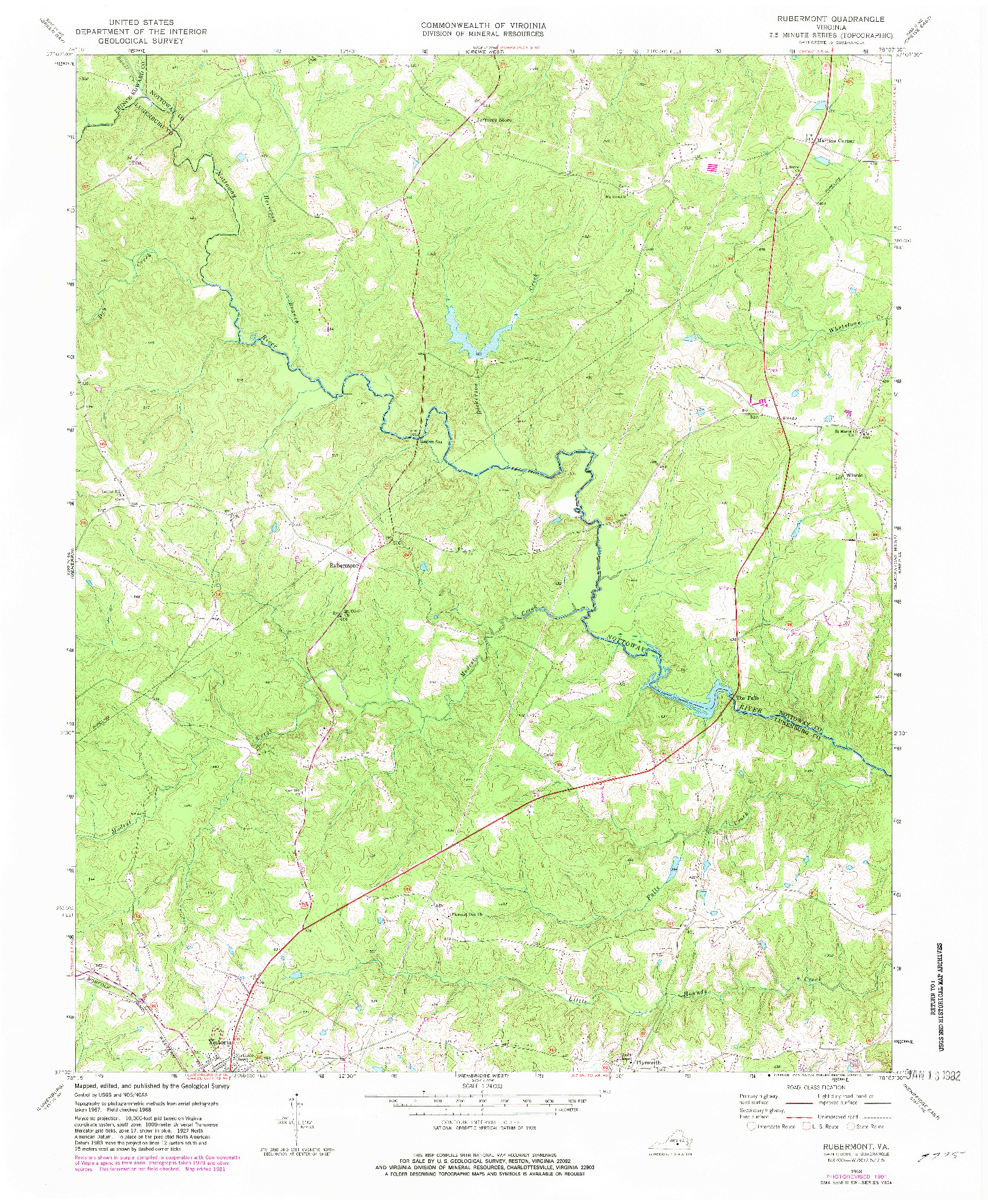 USGS 1:24000-SCALE QUADRANGLE FOR RUBERMONT, VA 1968