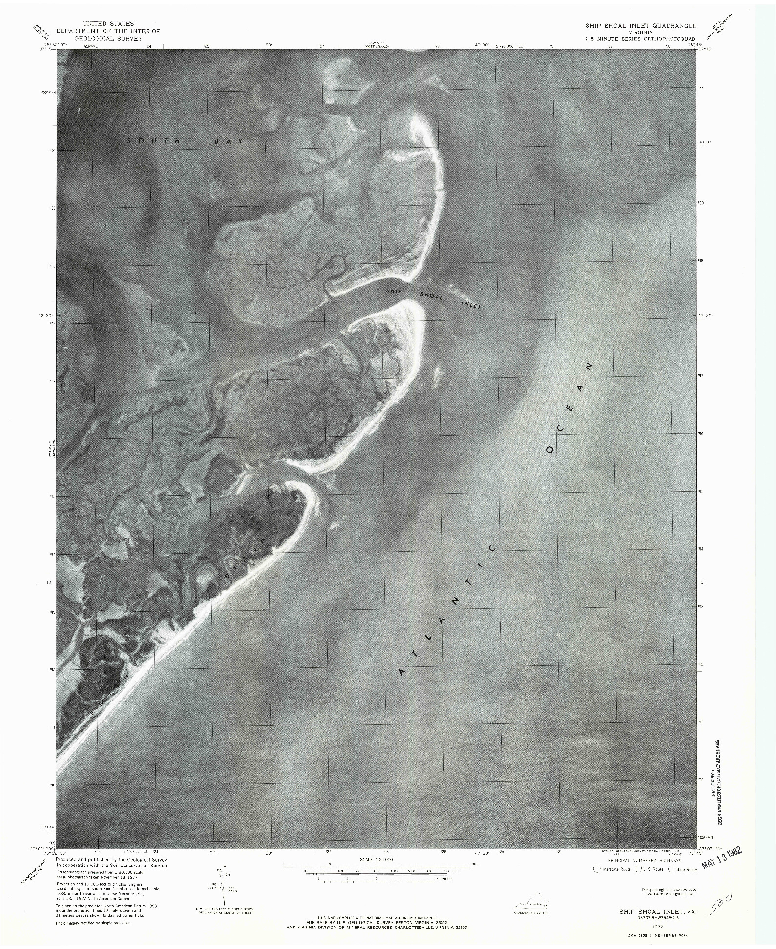 USGS 1:24000-SCALE QUADRANGLE FOR SHIP SHOAL INLET, VA 1977