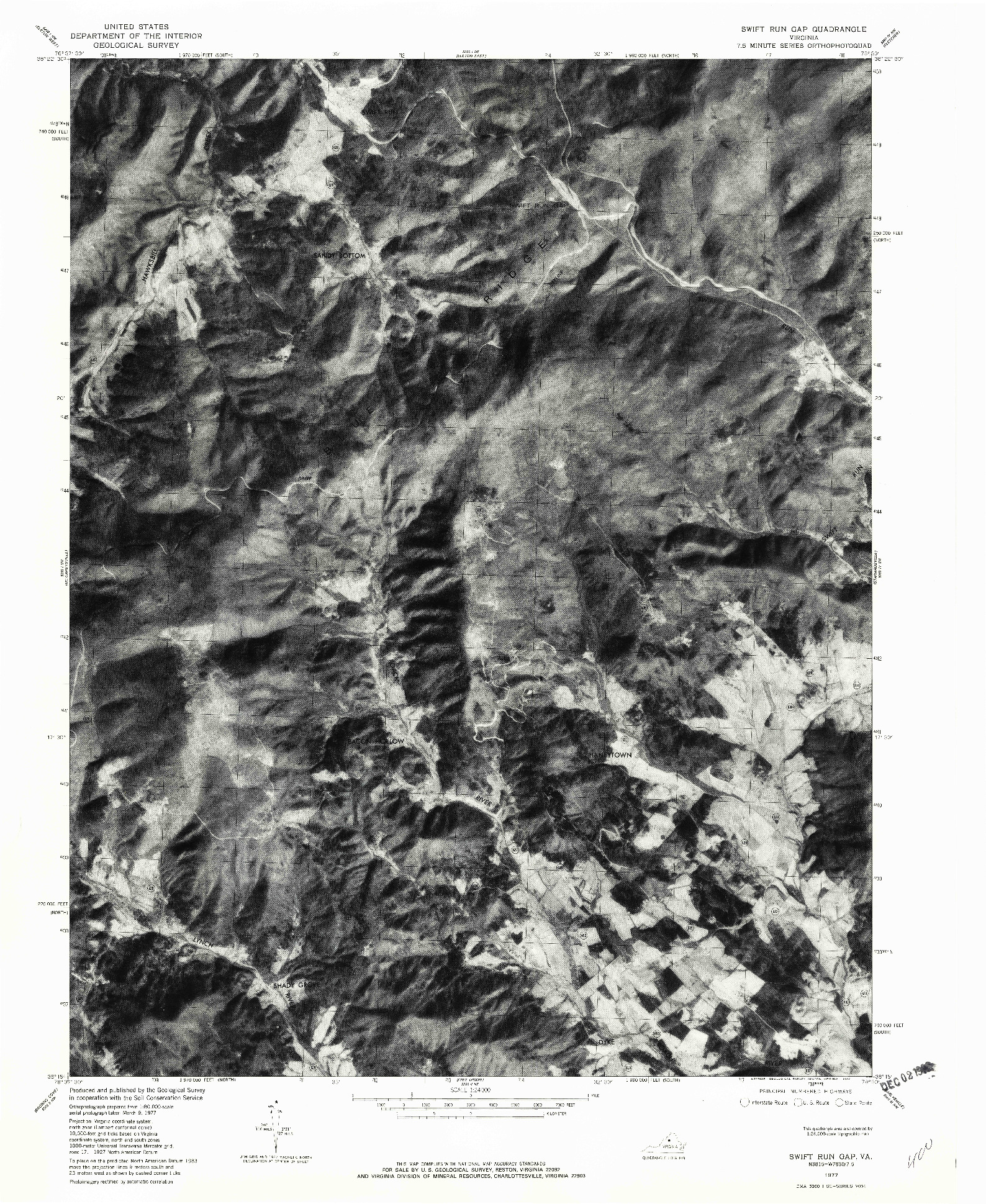 USGS 1:24000-SCALE QUADRANGLE FOR SWIFT RUN GAP, VA 1977