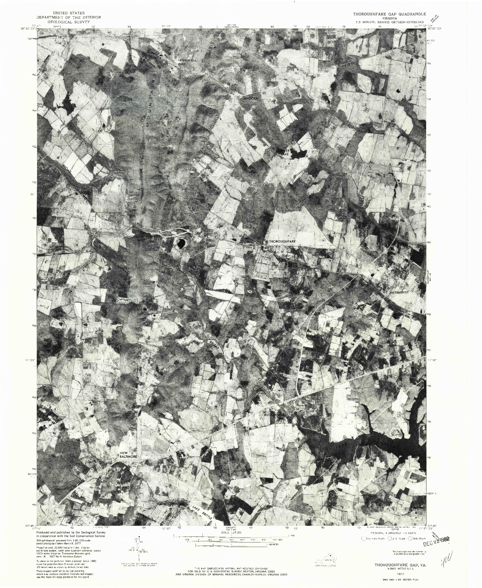 USGS 1:24000-SCALE QUADRANGLE FOR THOROUGHFARE GAP, VA 1977