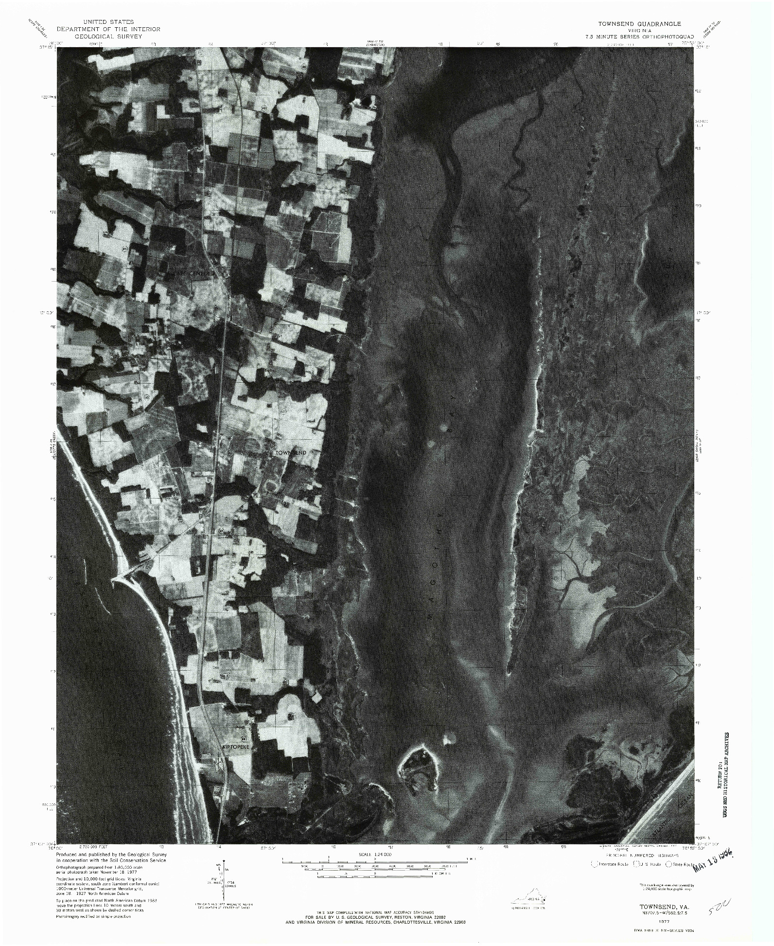 USGS 1:24000-SCALE QUADRANGLE FOR TOWNSEND, VA 1977