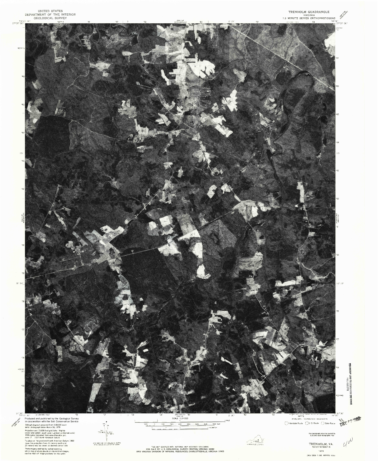 USGS 1:24000-SCALE QUADRANGLE FOR TRENHOLM, VA 1979