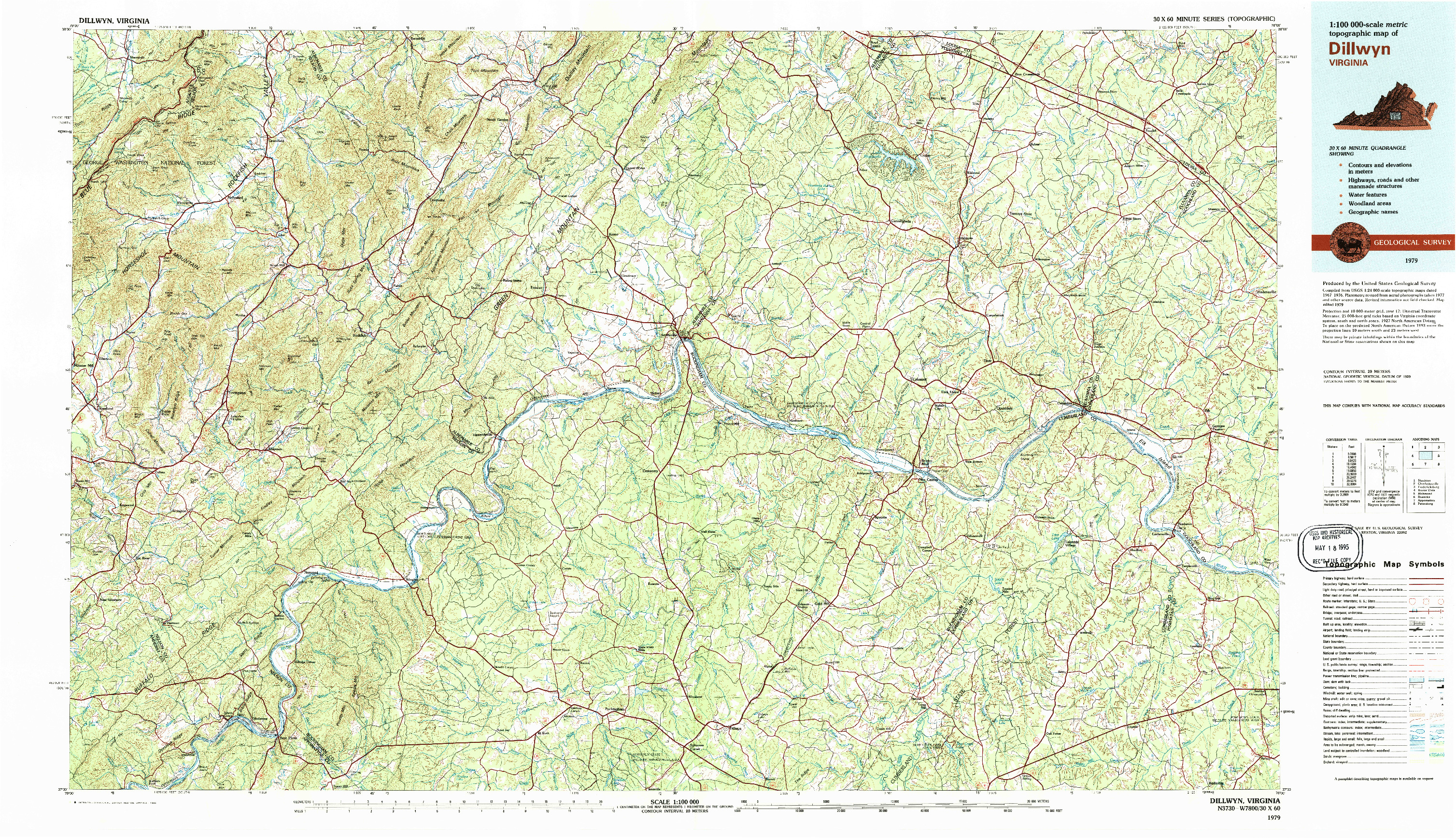 USGS 1:100000-SCALE QUADRANGLE FOR DILLWYN, VA 1979