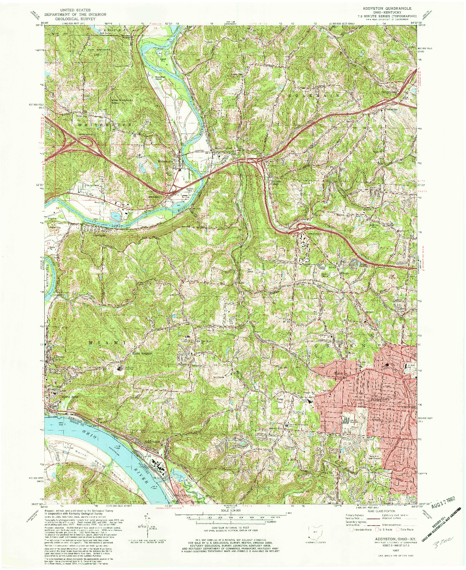 USGS 1:24000-SCALE QUADRANGLE FOR ADDYSTON, OH 1982