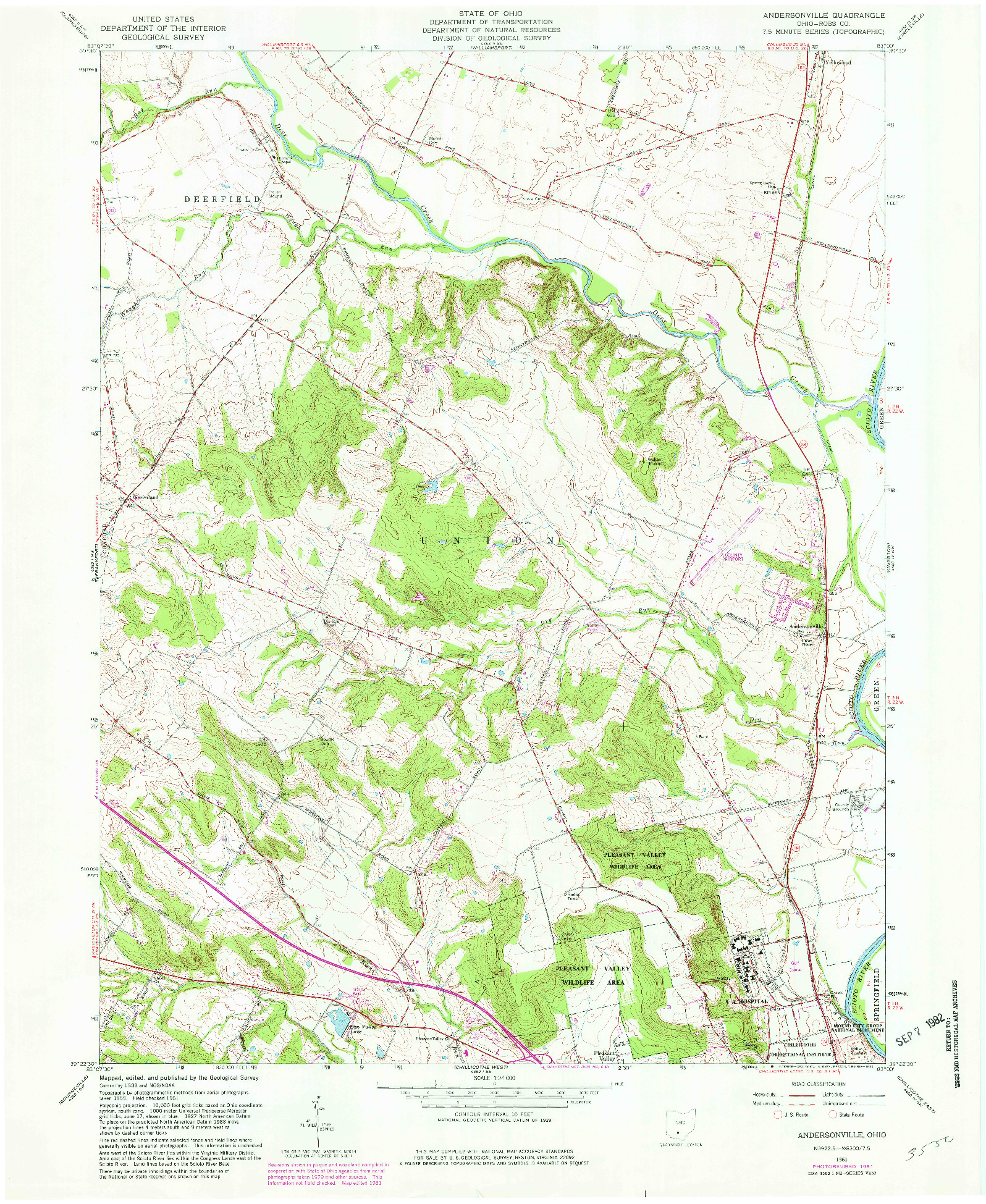 USGS 1:24000-SCALE QUADRANGLE FOR ANDERSONVILLE, OH 1961