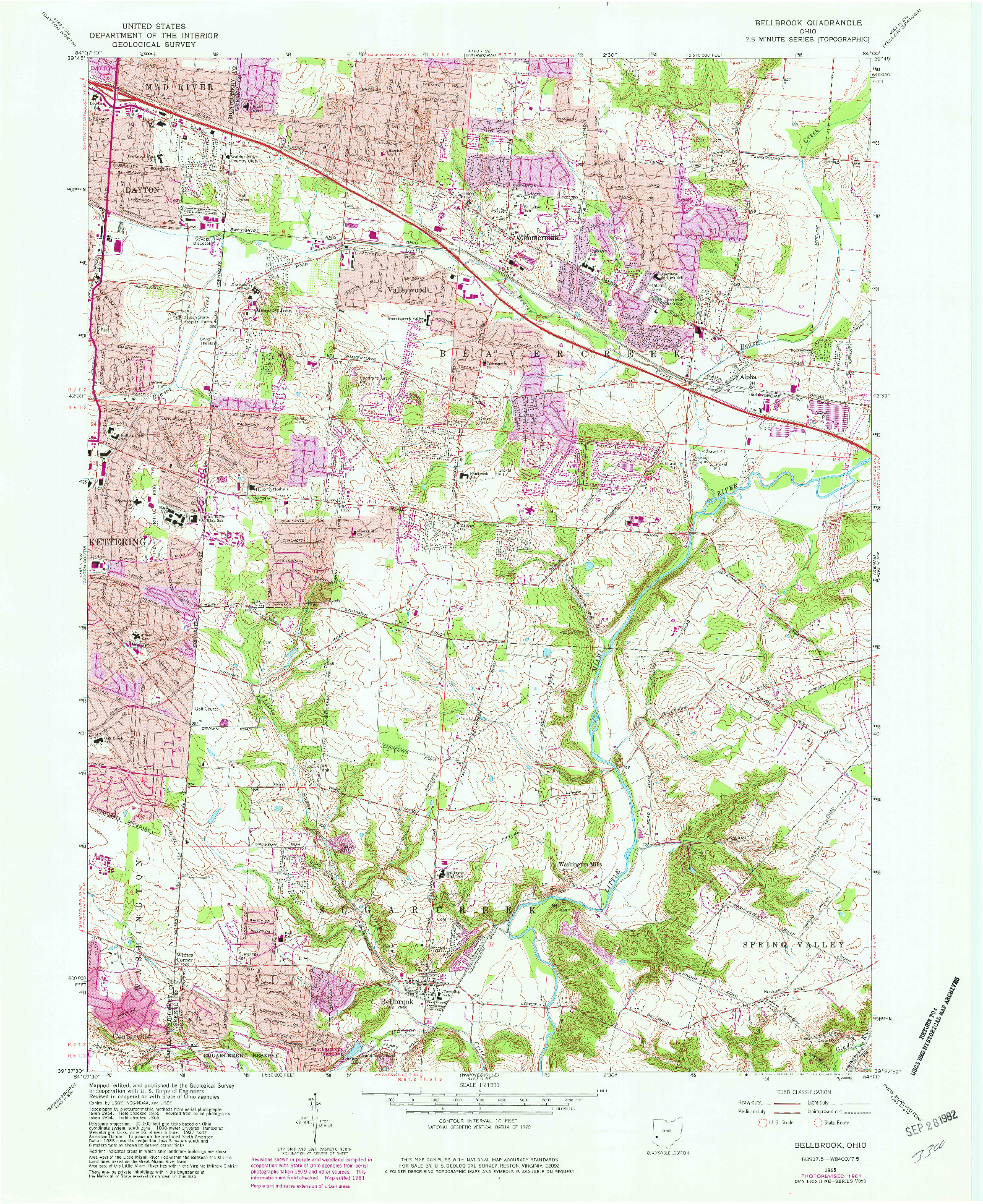 USGS 1:24000-SCALE QUADRANGLE FOR BELLBROOK, OH 1965