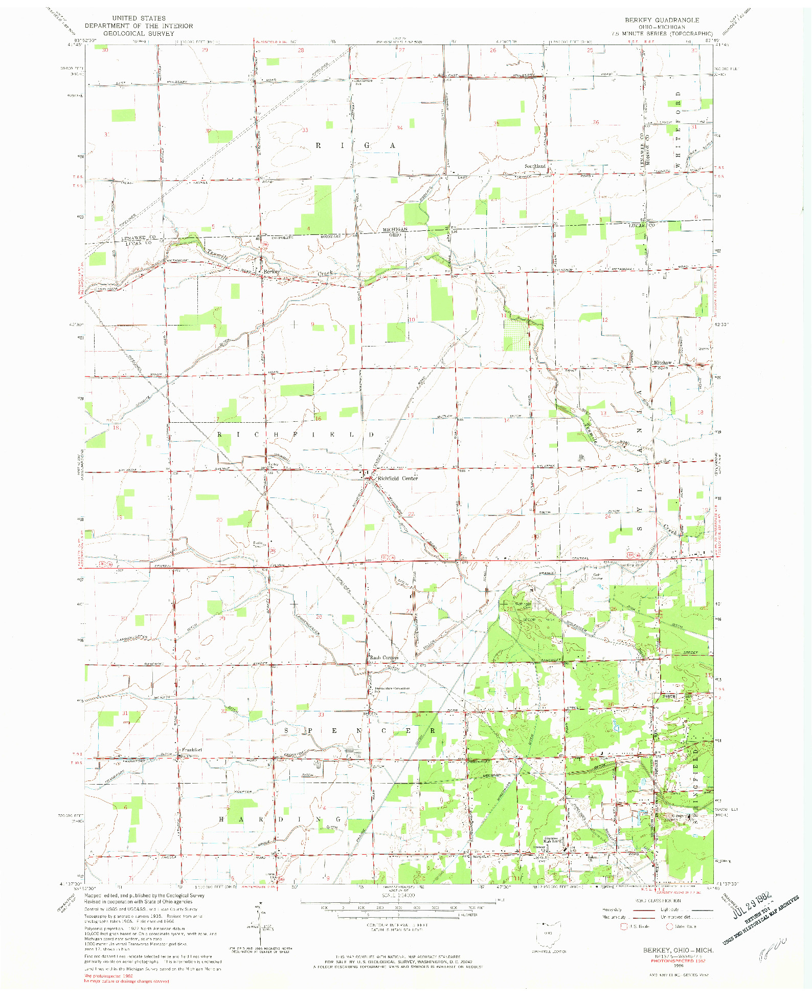 USGS 1:24000-SCALE QUADRANGLE FOR BERKEY, OH 1966