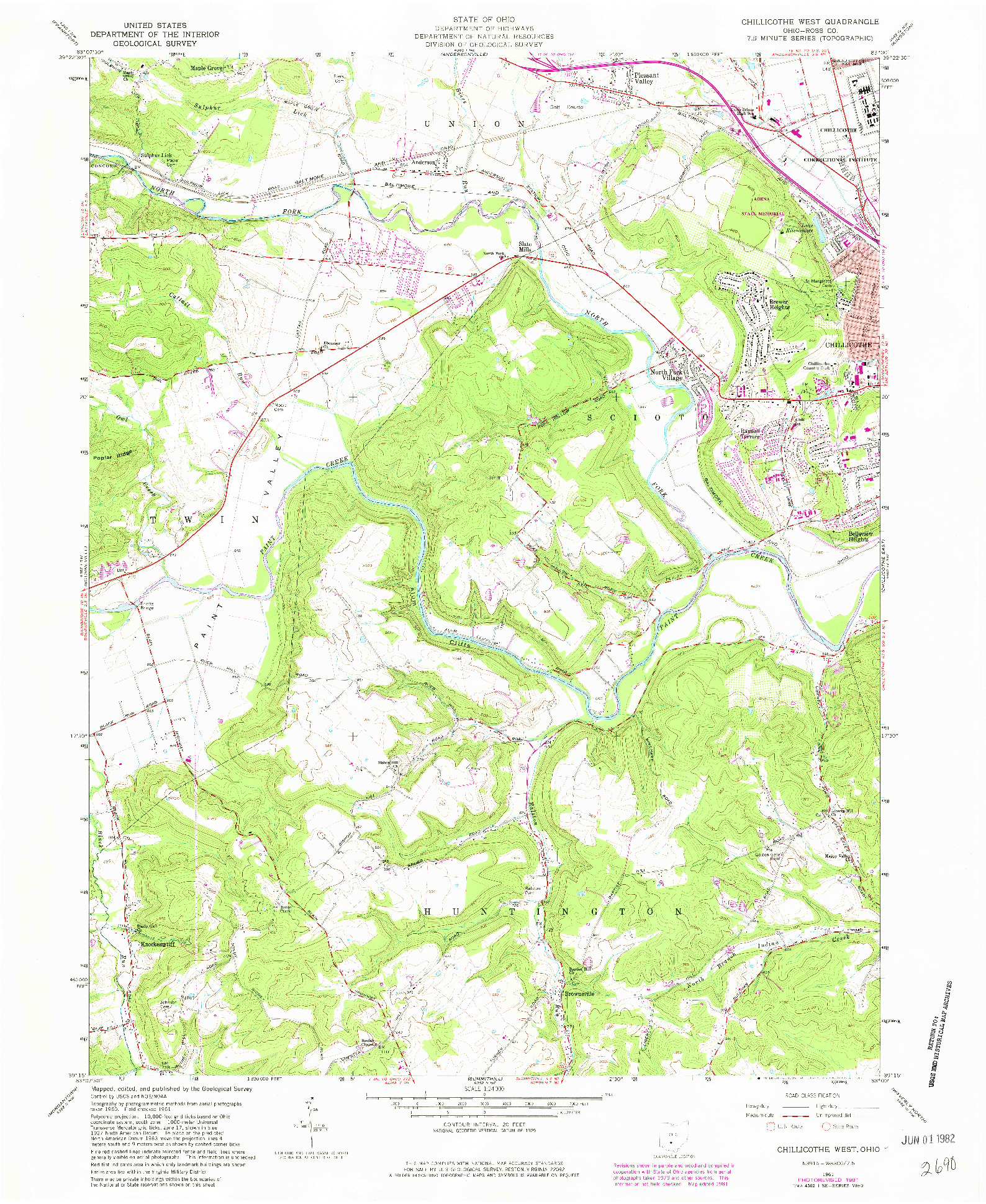 USGS 1:24000-SCALE QUADRANGLE FOR CHILLICOTHE WEST, OH 1961