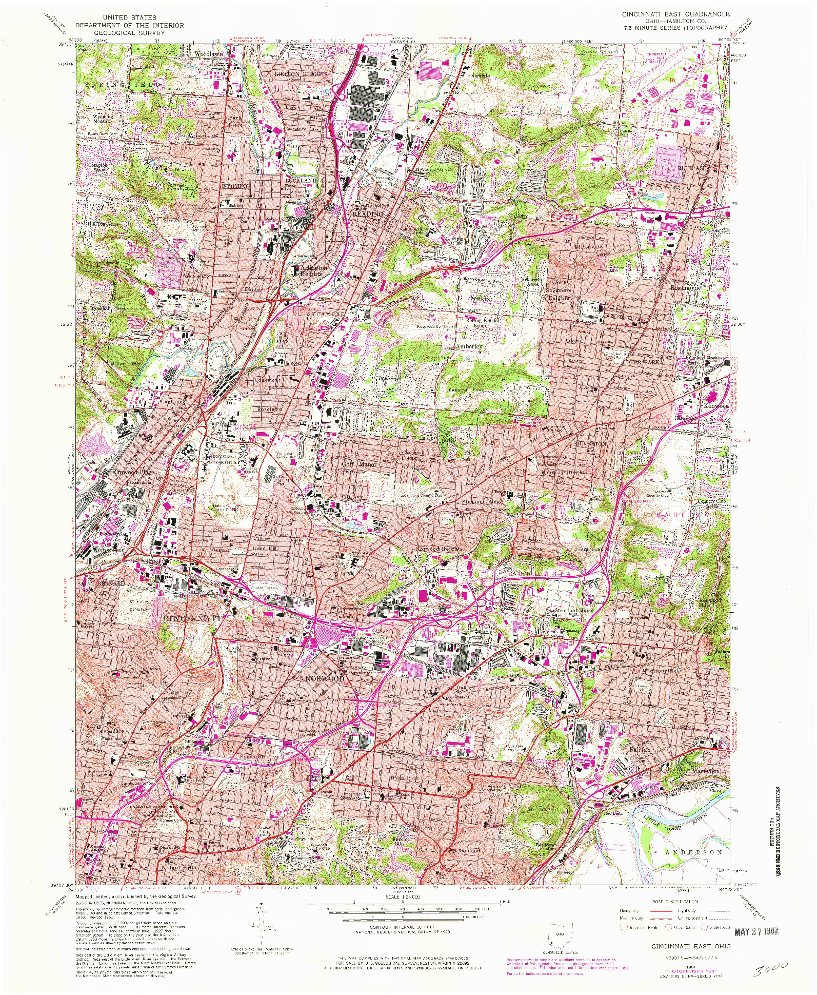 USGS 1:24000-SCALE QUADRANGLE FOR CINCINNATI EAST, OH 1961