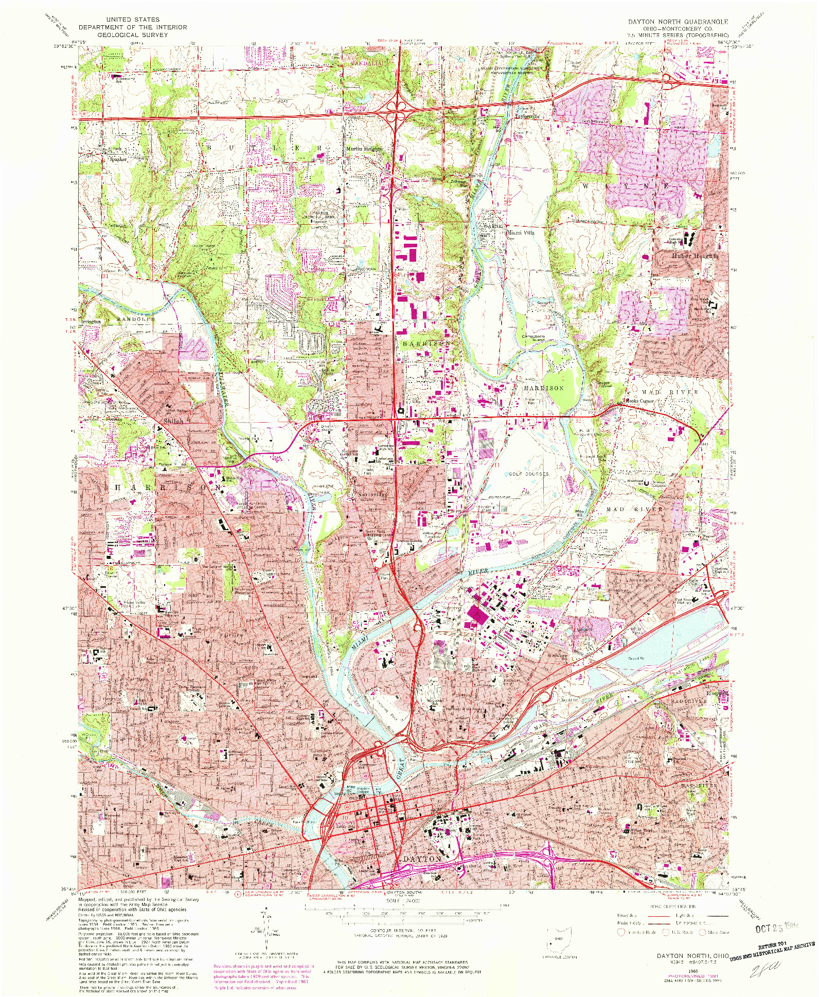 USGS 1:24000-SCALE QUADRANGLE FOR DAYTON NORTH, OH 1965