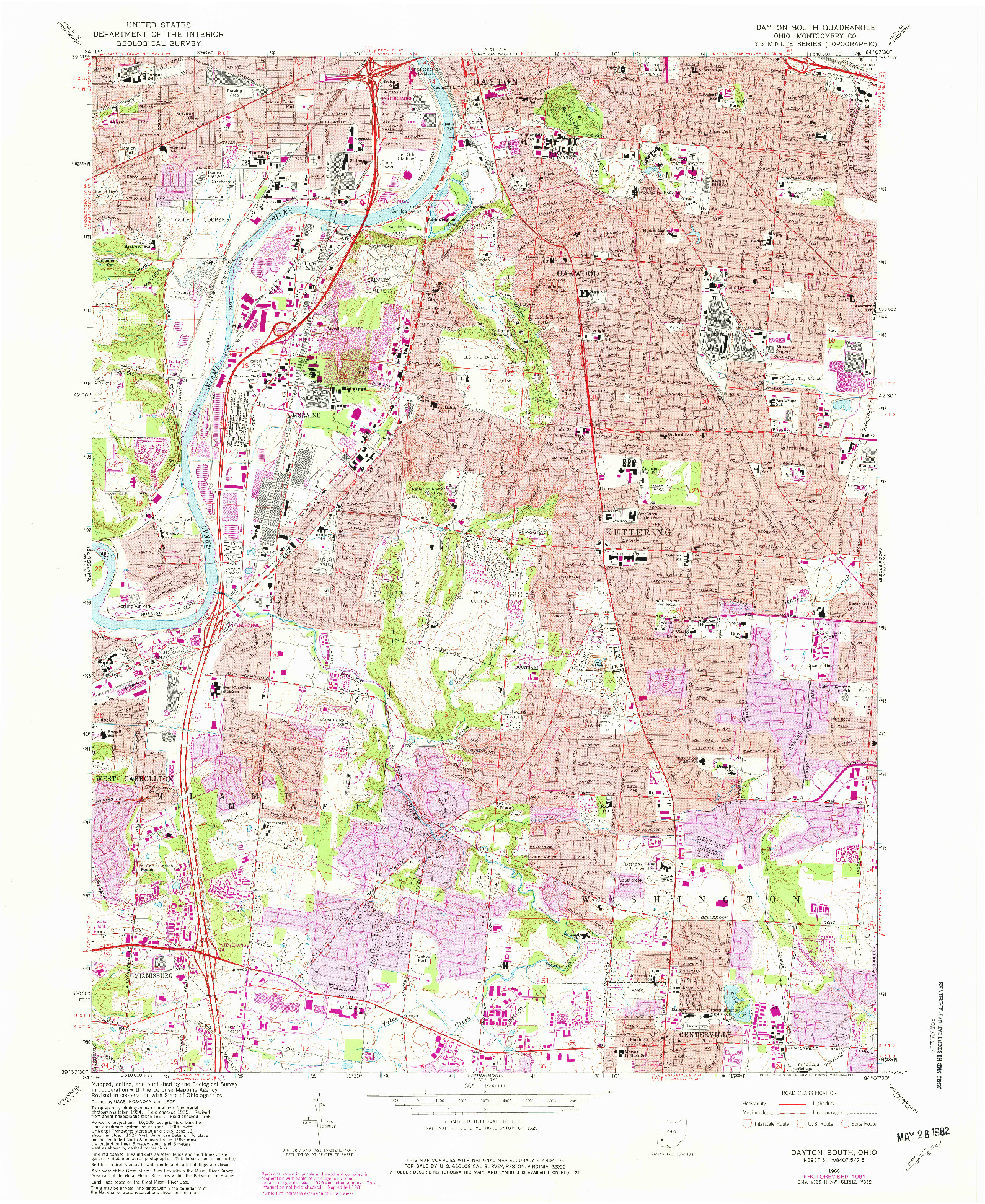 USGS 1:24000-SCALE QUADRANGLE FOR DAYTON SOUTH, OH 1966