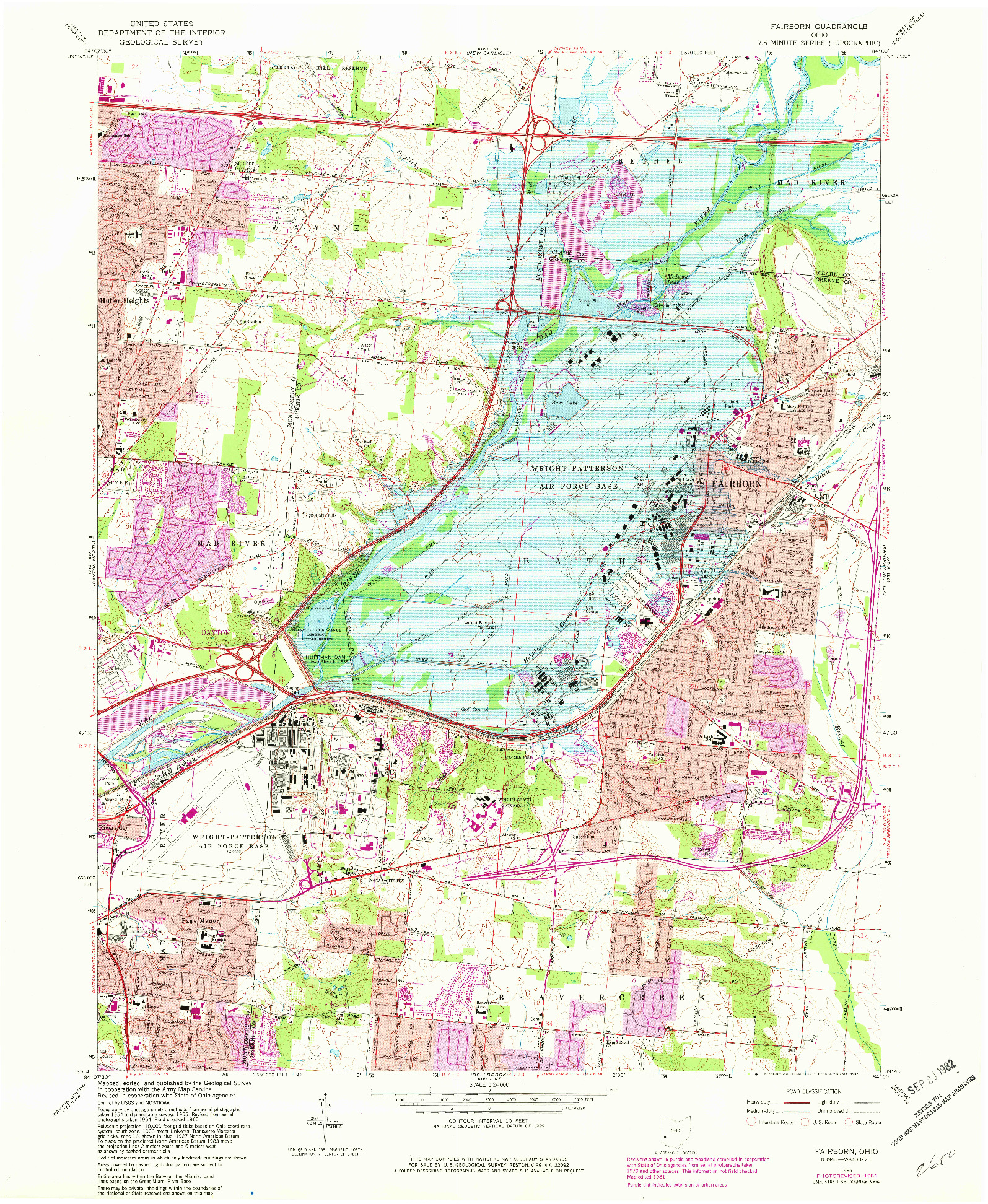 USGS 1:24000-SCALE QUADRANGLE FOR FAIRBORN, OH 1965