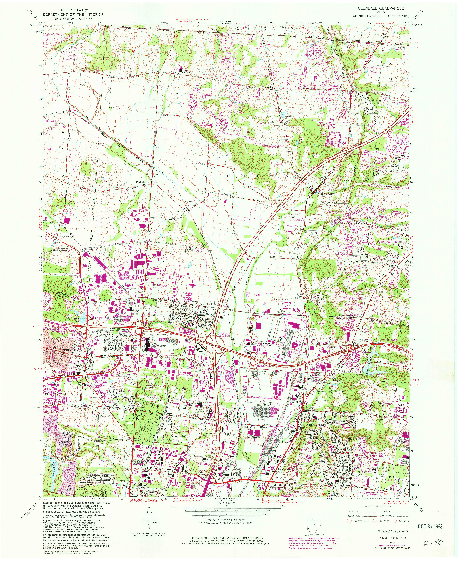 USGS 1:24000-SCALE QUADRANGLE FOR GLENDALE, OH 1965