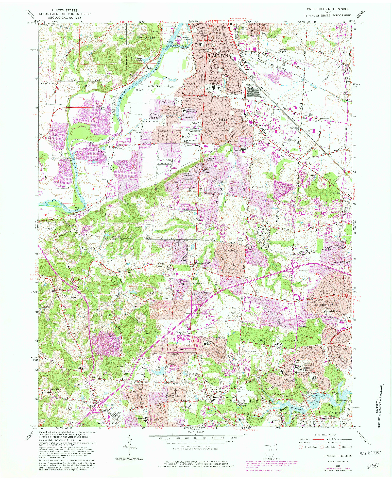 USGS 1:24000-SCALE QUADRANGLE FOR GREENHILLS, OH 1965