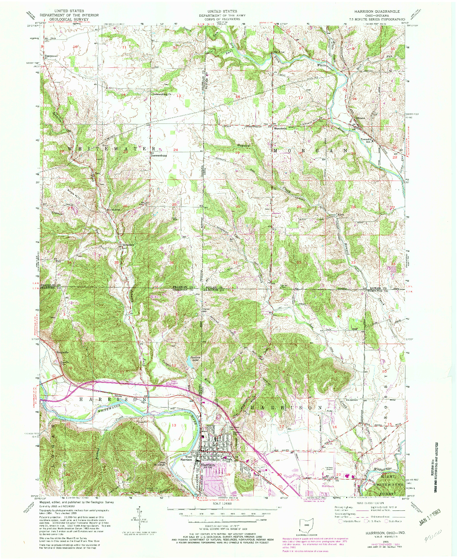 USGS 1:24000-SCALE QUADRANGLE FOR HARRISON, OH 1955