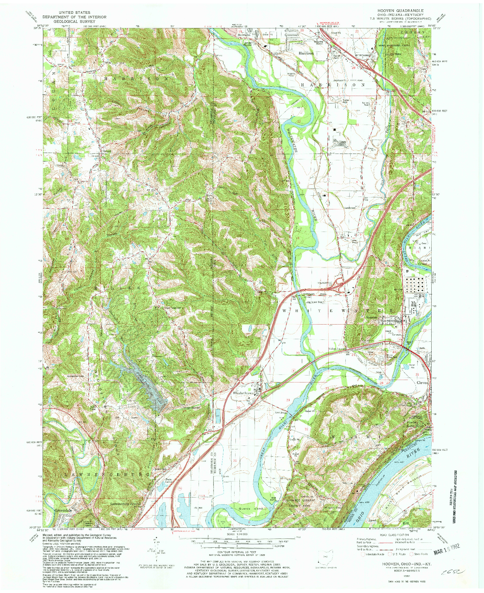 USGS 1:24000-SCALE QUADRANGLE FOR HOOVEN, OH 1981