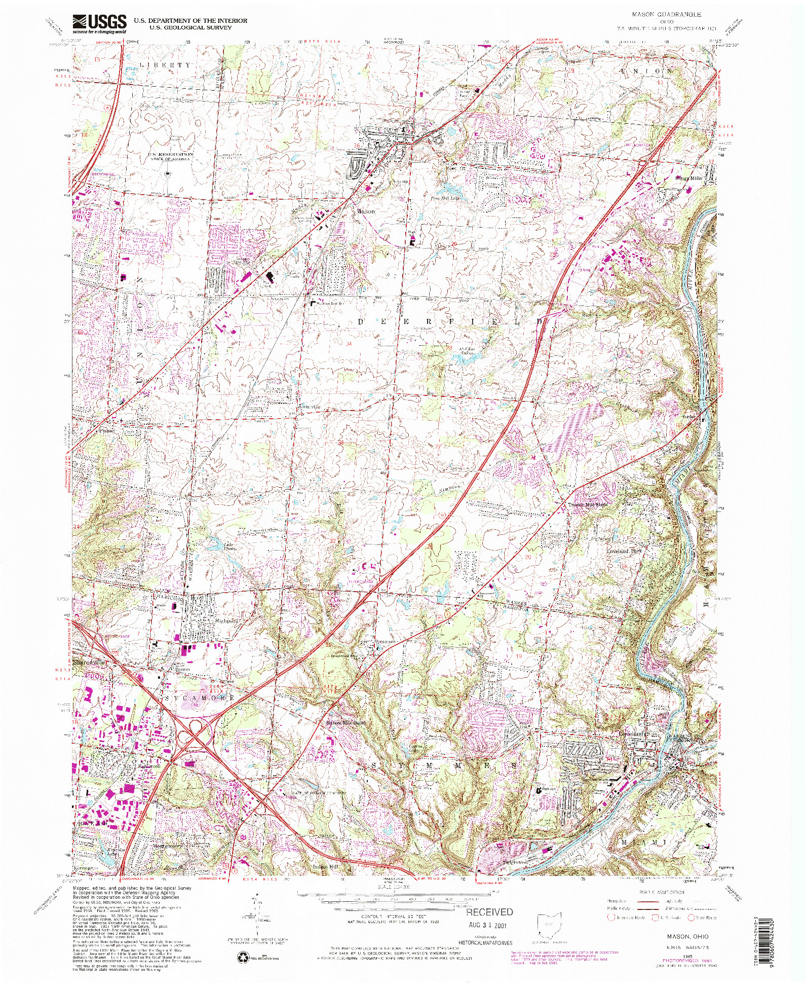 USGS 1:24000-SCALE QUADRANGLE FOR MASON, OH 1965