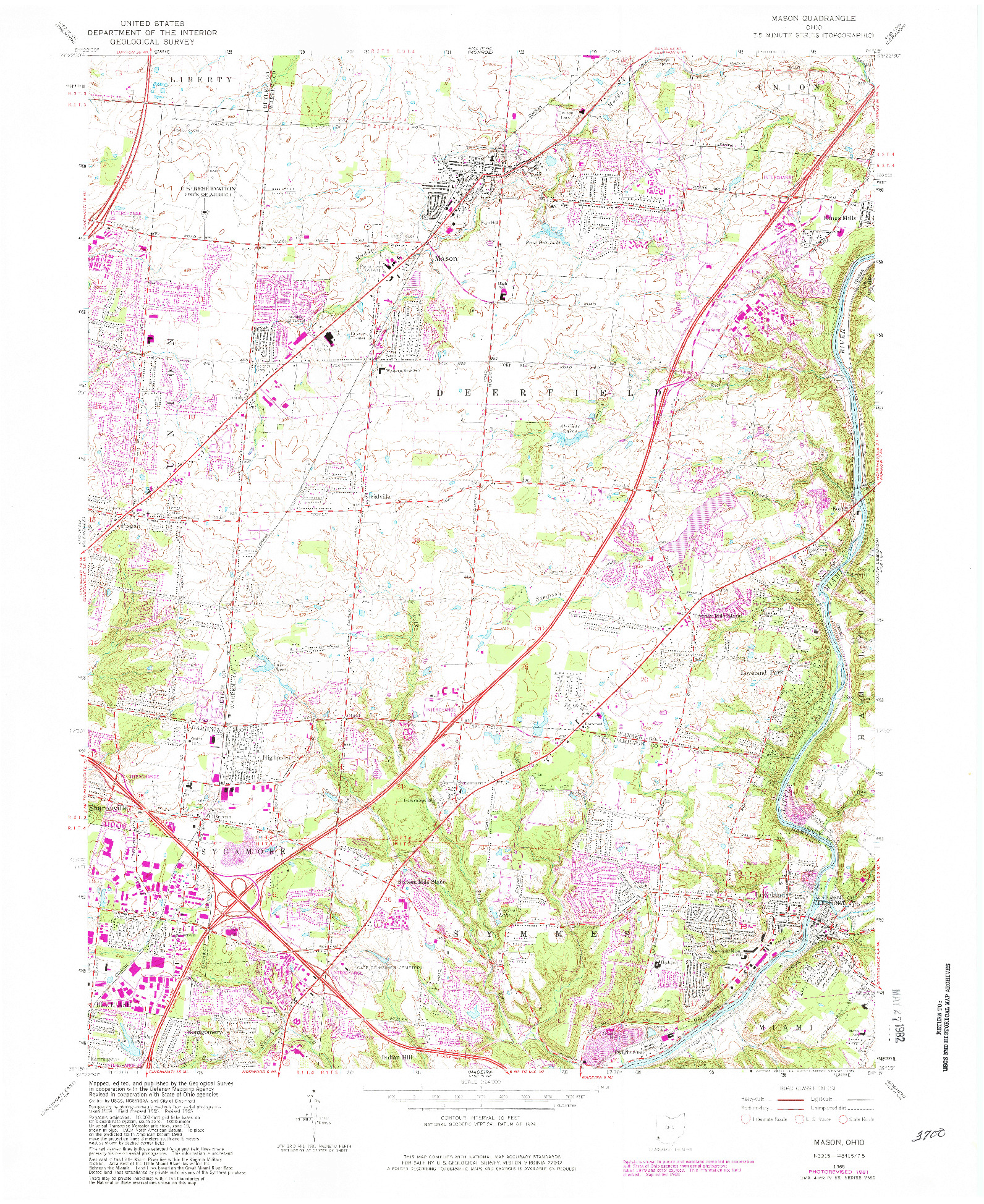 USGS 1:24000-SCALE QUADRANGLE FOR MASON, OH 1965