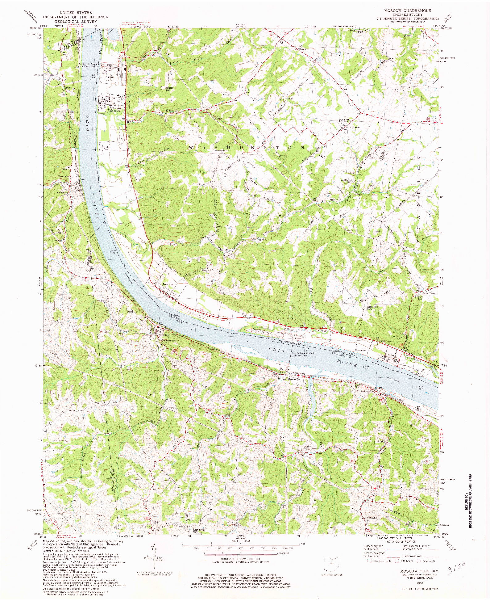 USGS 1:24000-SCALE QUADRANGLE FOR MOSCOW, OH 1981