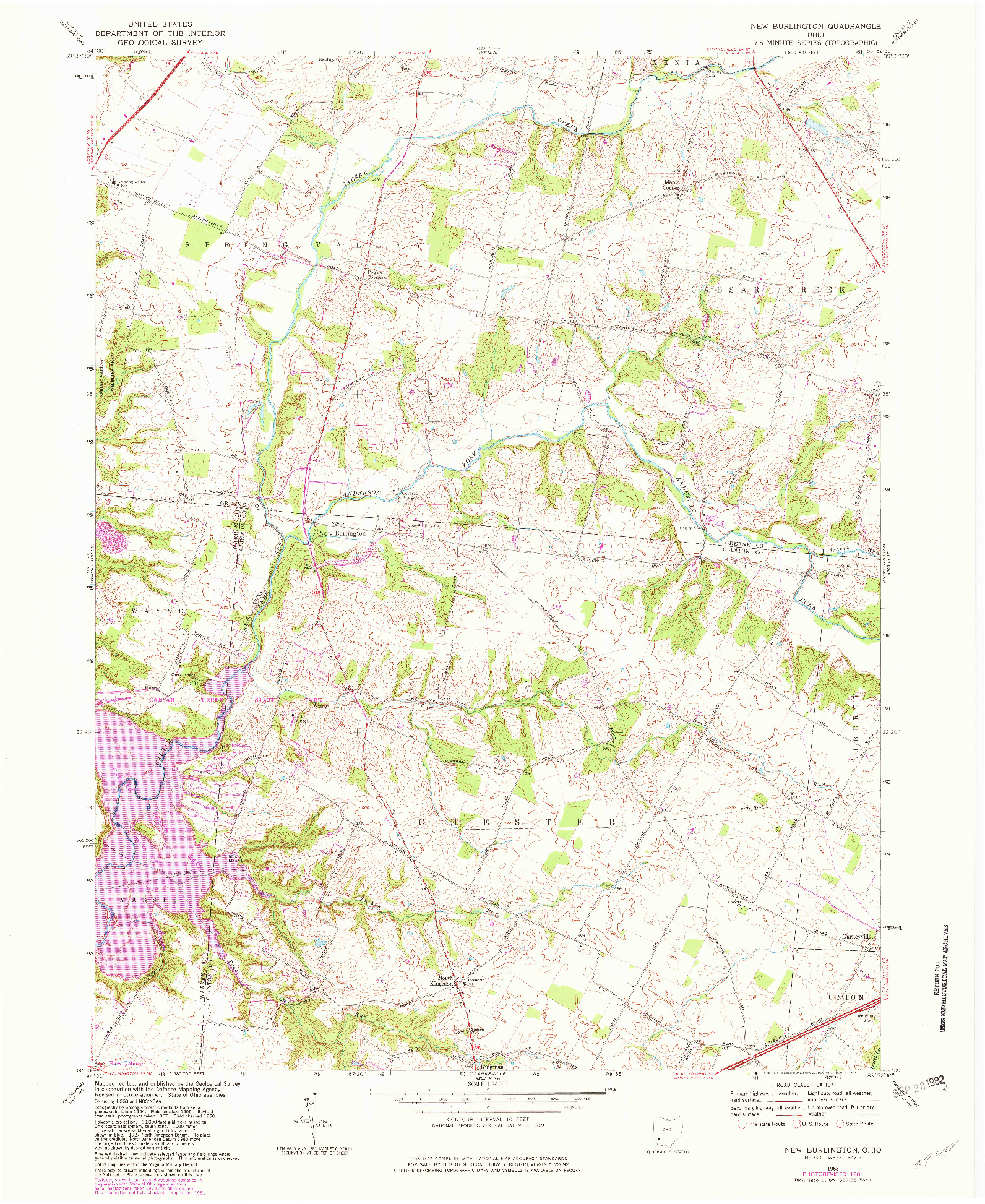 USGS 1:24000-SCALE QUADRANGLE FOR NEW BURLINGTON, OH 1968