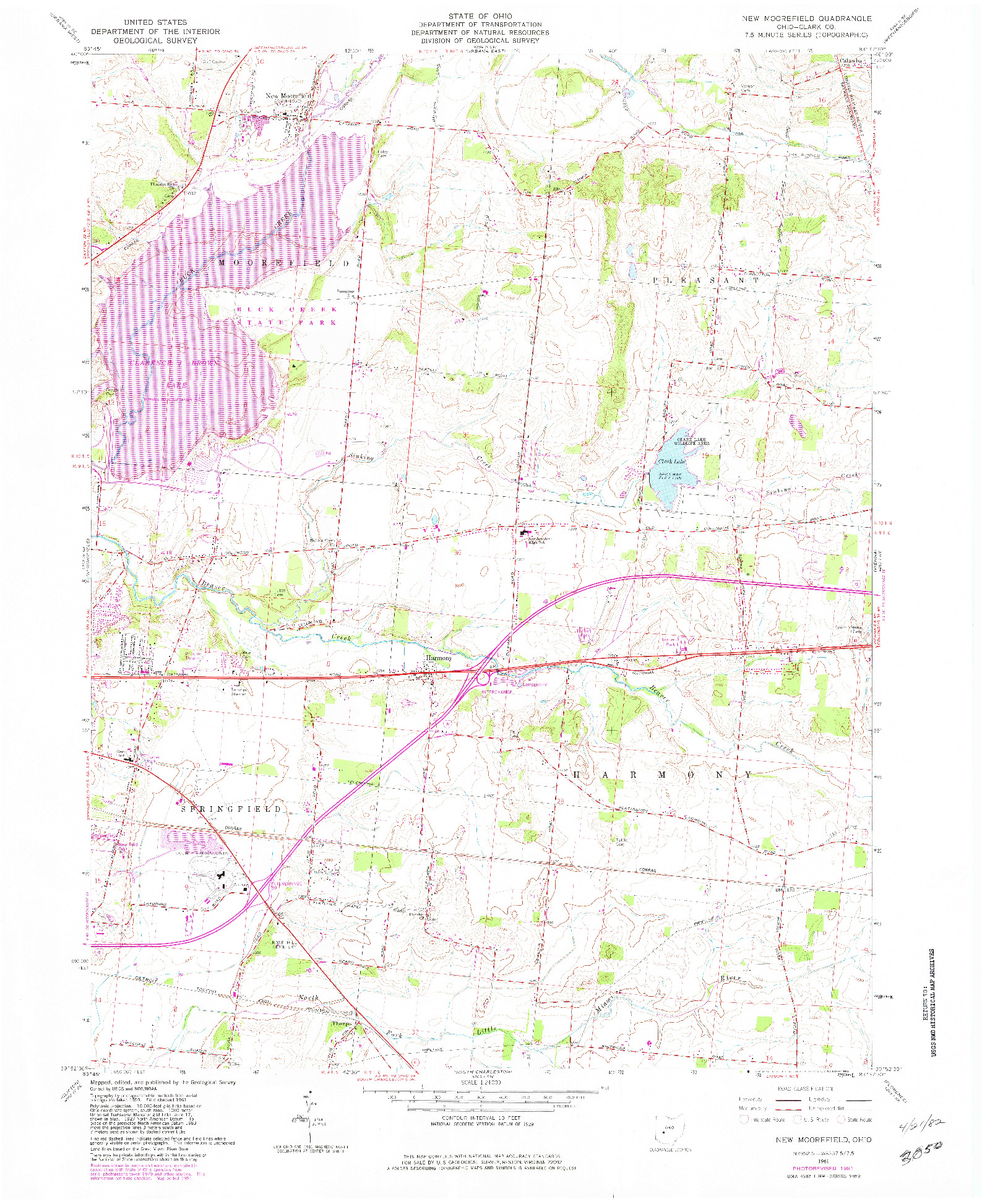 USGS 1:24000-SCALE QUADRANGLE FOR NEW MOOREFIELD, OH 1961