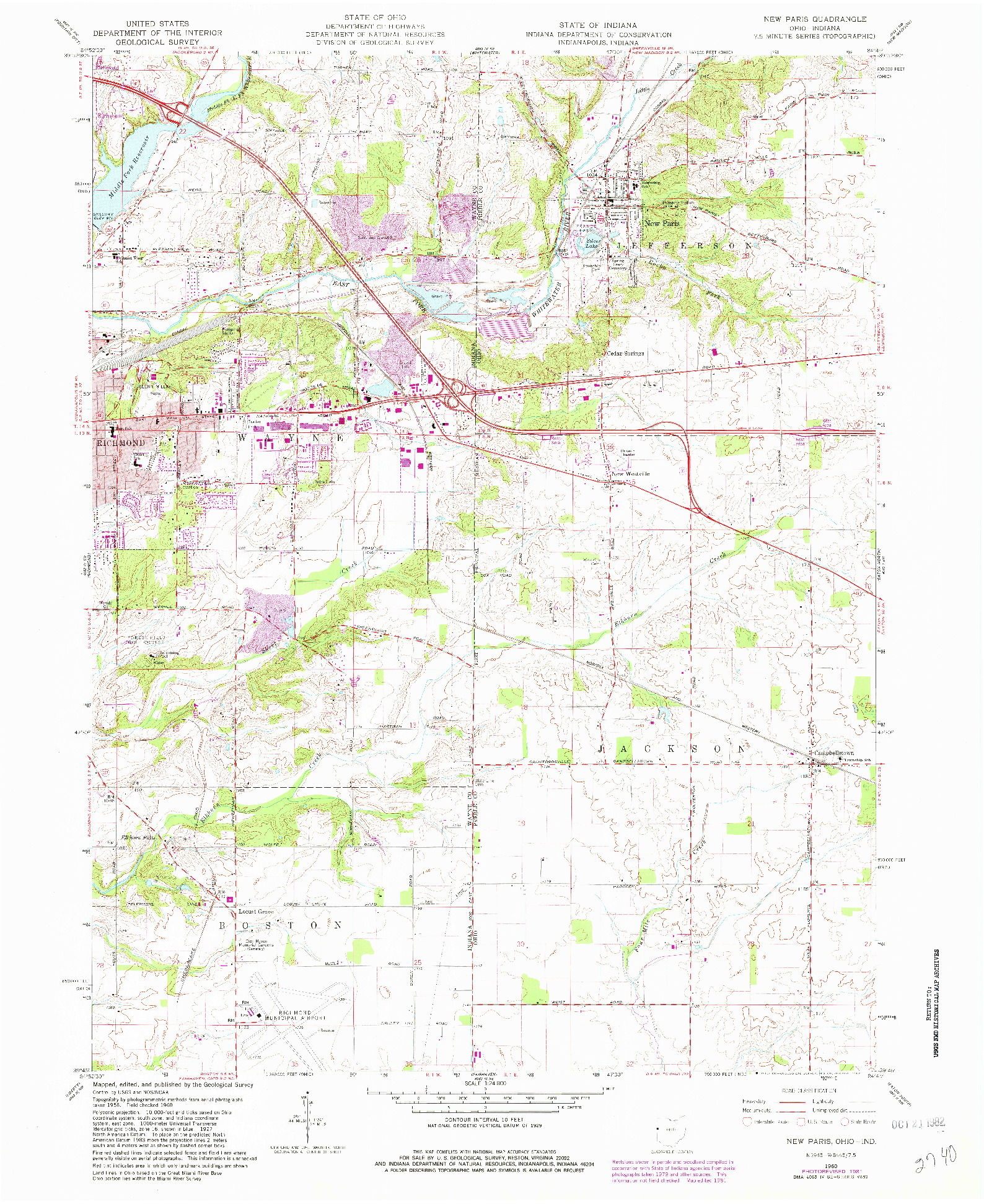 USGS 1:24000-SCALE QUADRANGLE FOR NEW PARIS, OH 1960