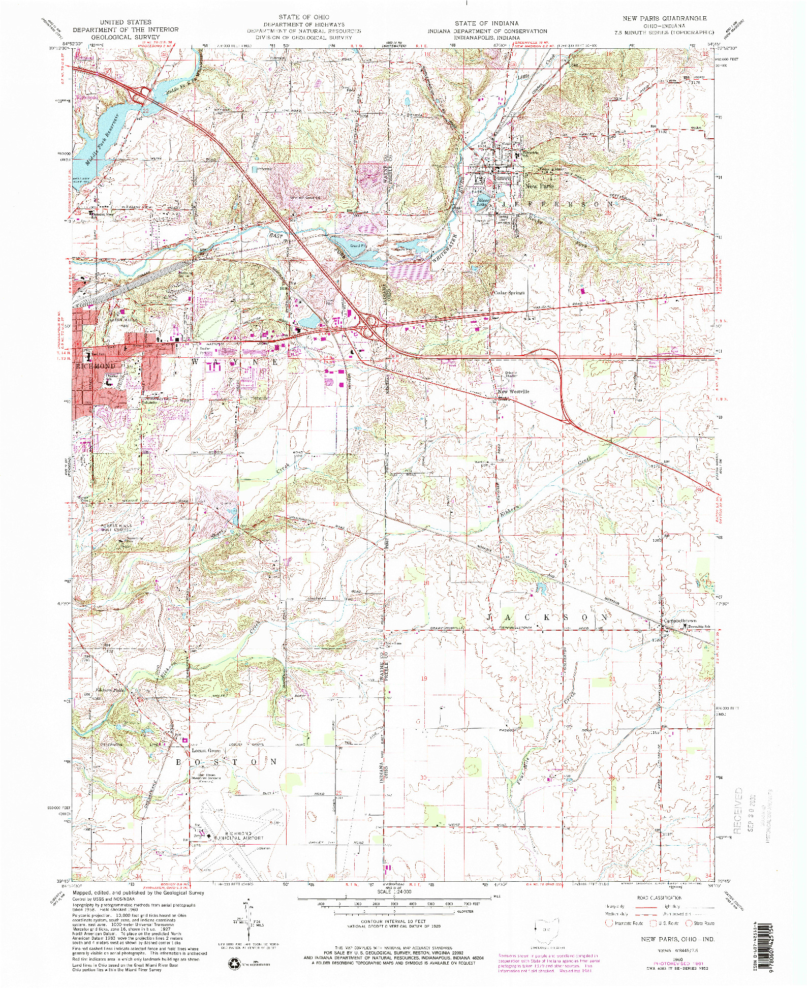 USGS 1:24000-SCALE QUADRANGLE FOR NEW PARIS, OH 1960