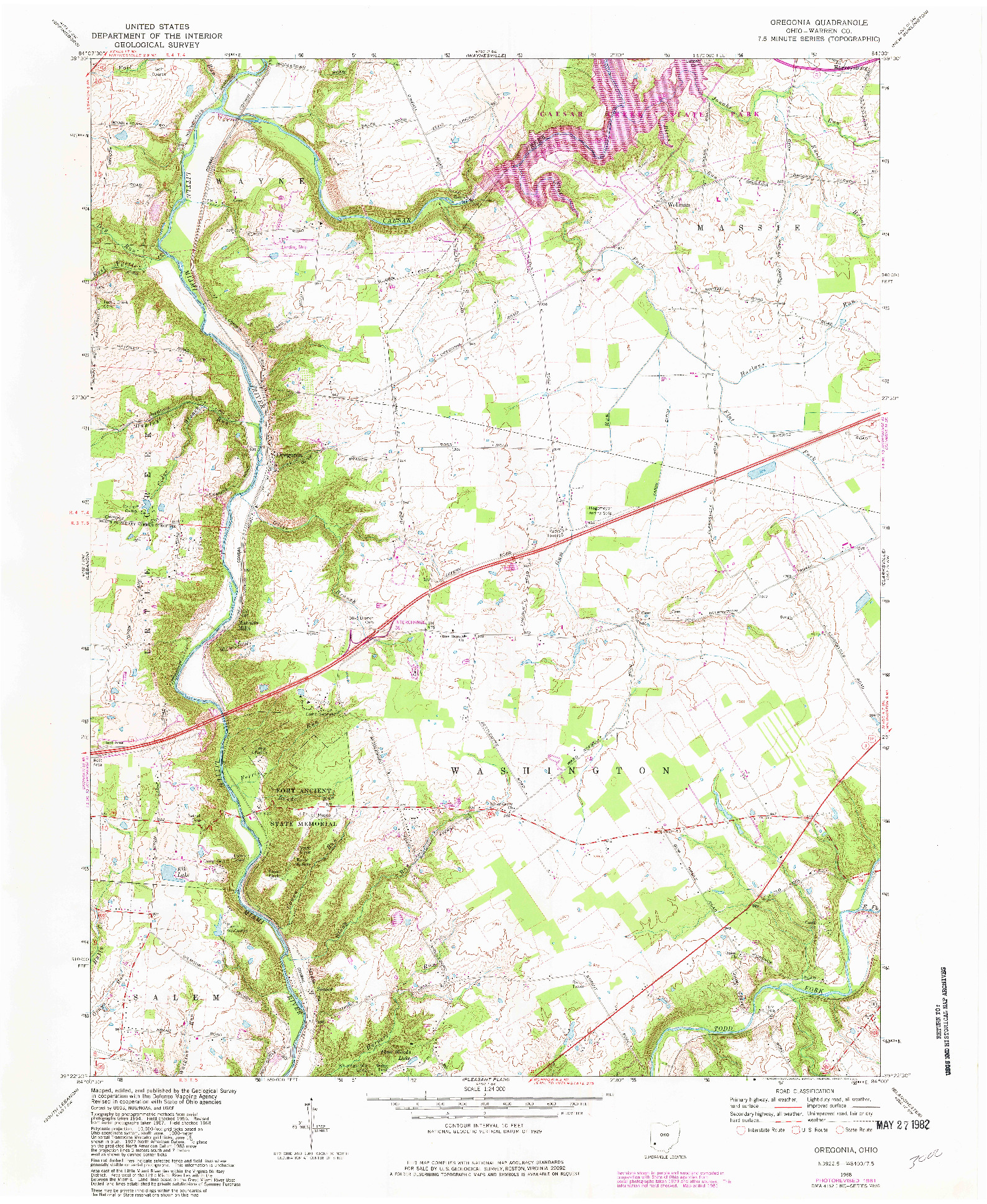 USGS 1:24000-SCALE QUADRANGLE FOR OREGONIA, OH 1968