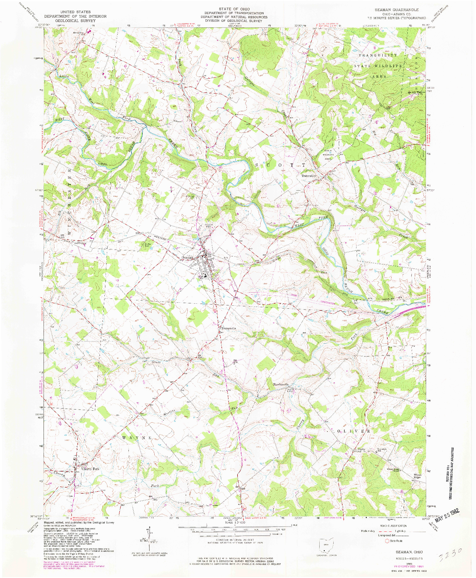 USGS 1:24000-SCALE QUADRANGLE FOR SEAMAN, OH 1961