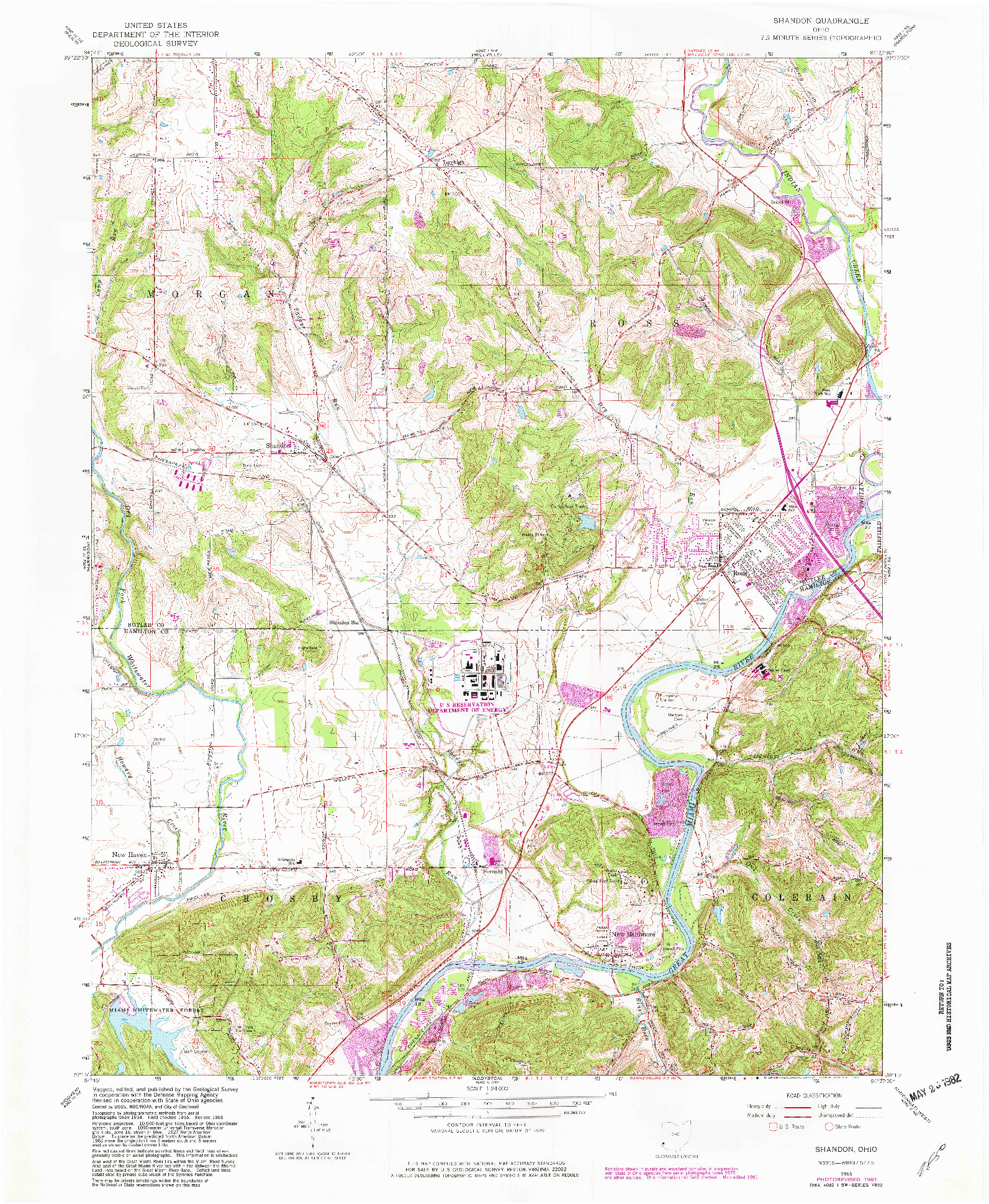 USGS 1:24000-SCALE QUADRANGLE FOR SHANDON, OH 1965