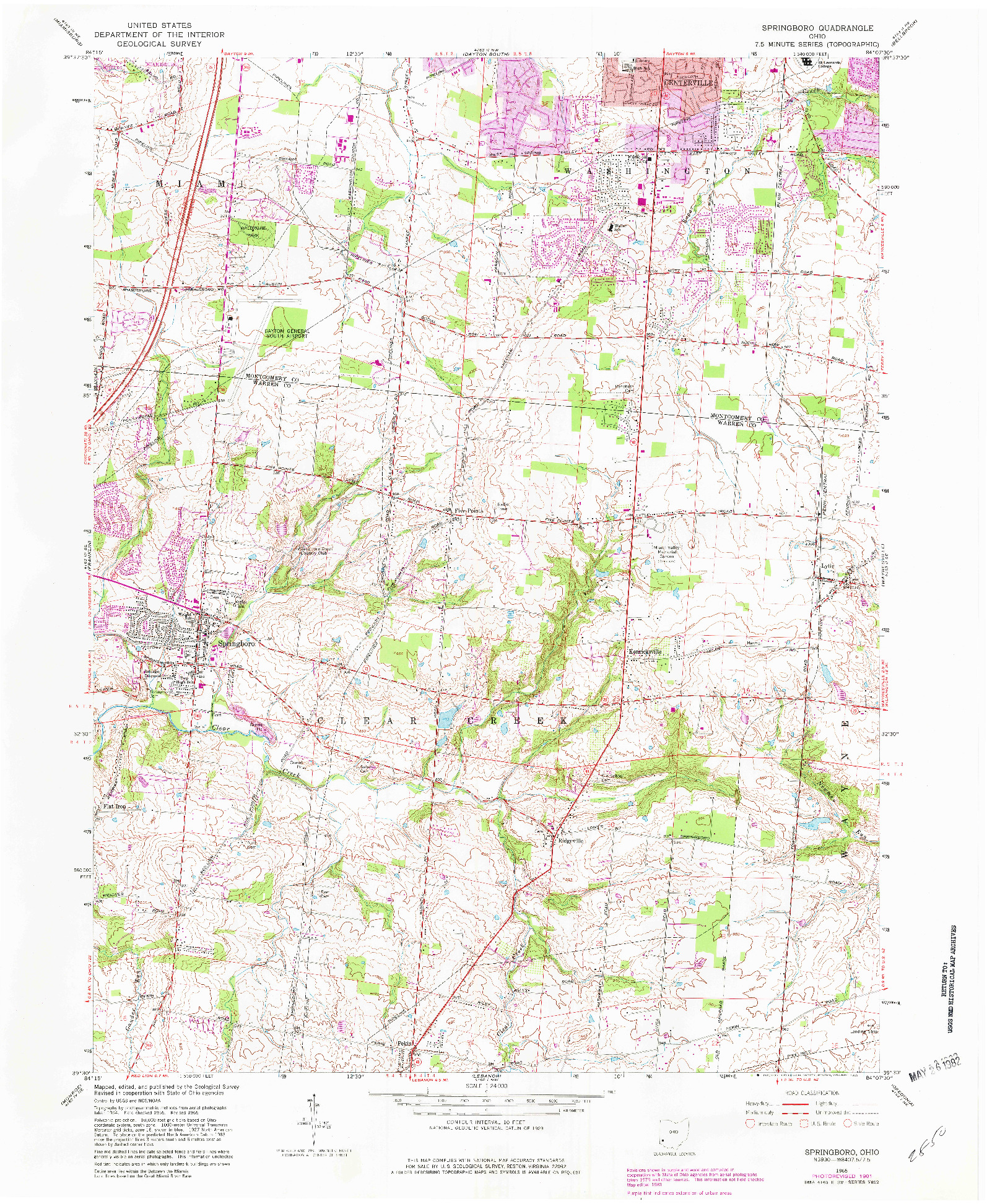 USGS 1:24000-SCALE QUADRANGLE FOR SPRINGBORO, OH 1965